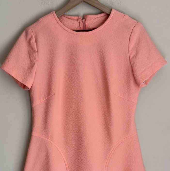 Dress Vintage Knit Polyester 60s 70s Womens Size Large Secretary Short Sleeve