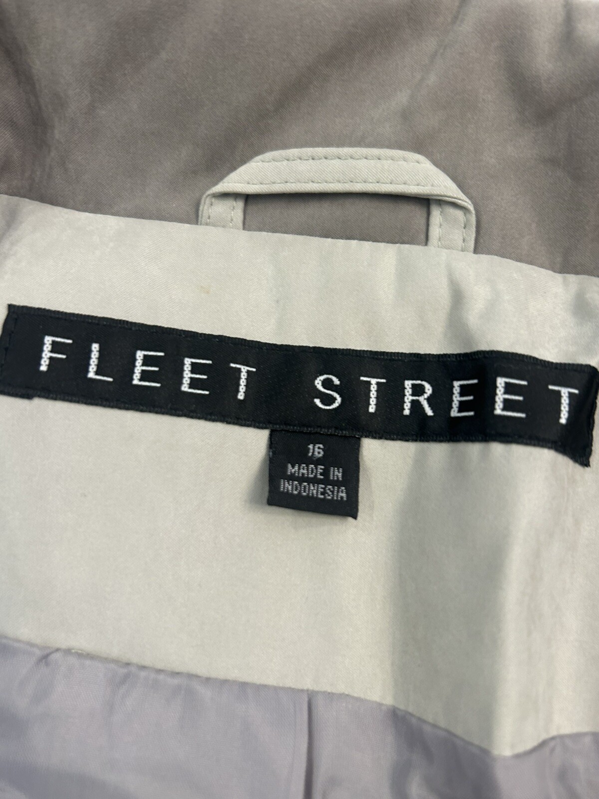 Vintage Fleet Street Trench Coat Hooded Greenish Gray Size 16, Button Up Soft