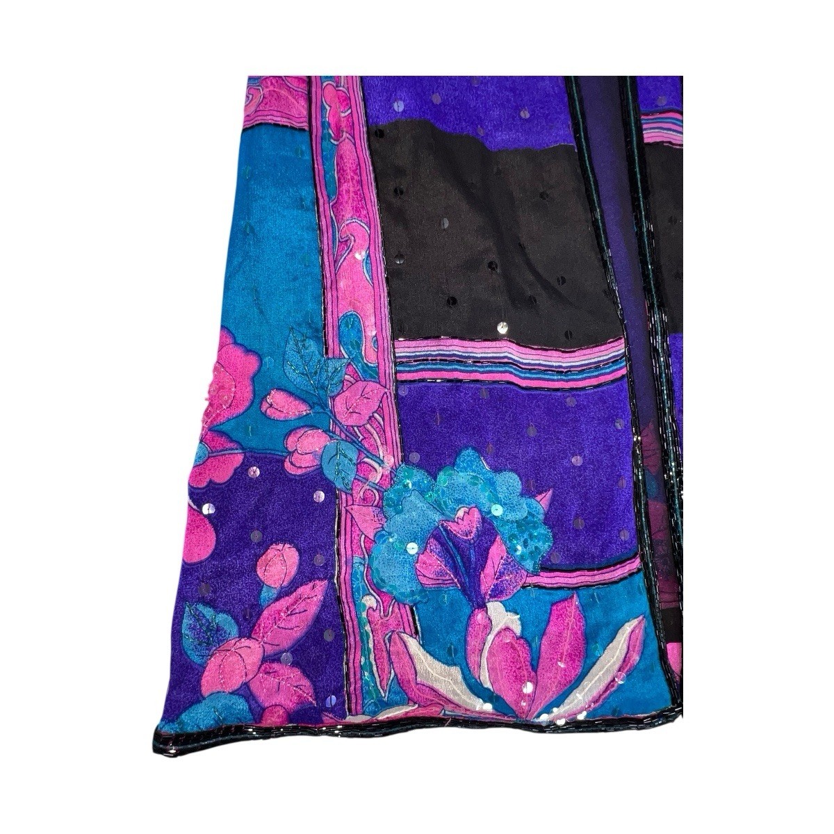 VTG JUDITH ANN CREATIONS SAKS FIFTH AVE SILK SEQUIN BEAD KIMONO JACKET NEW WAVE