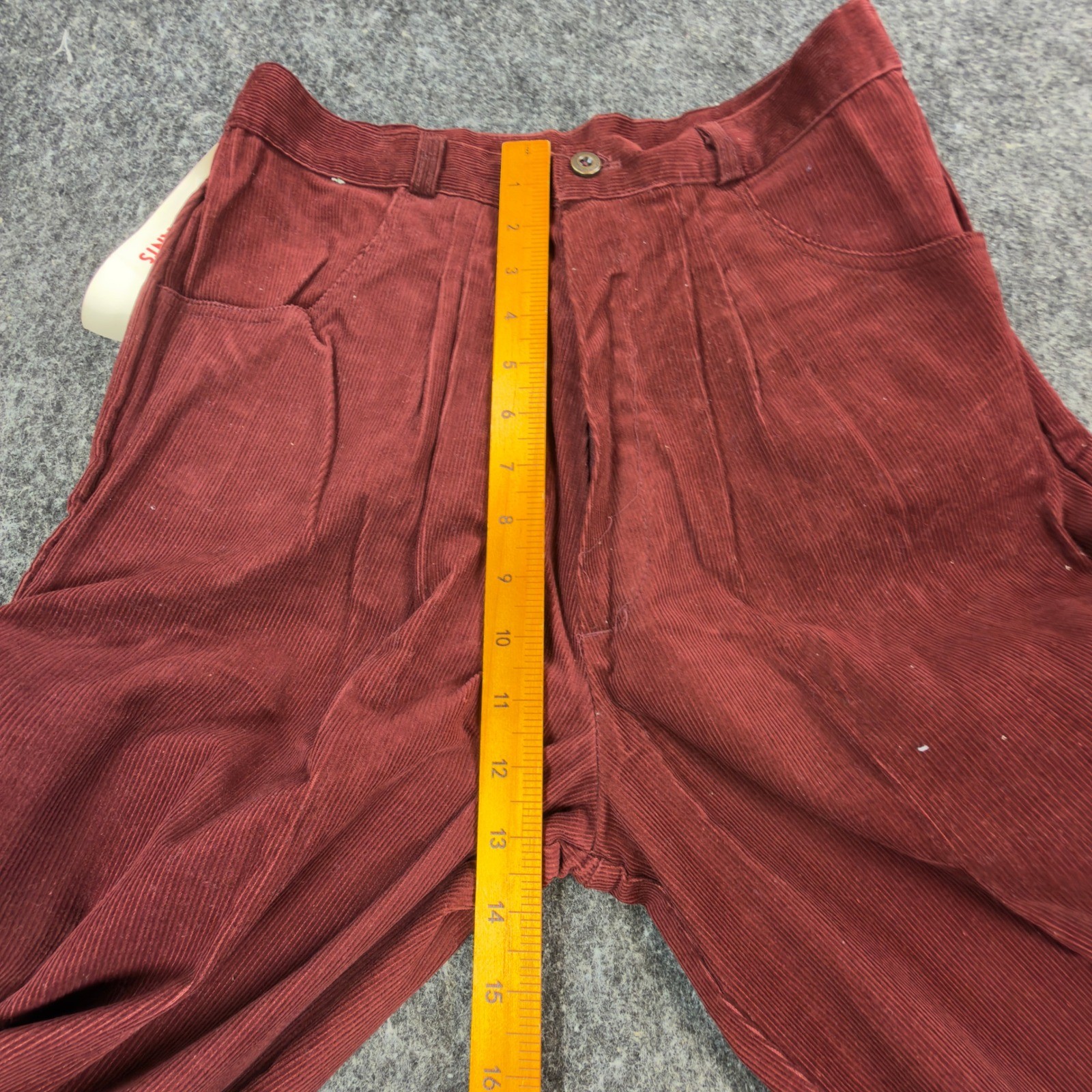 ILGWU Vintage 80s Baggy Pants Women Small Burgundy Cotton Corduroy NWT Deadstock