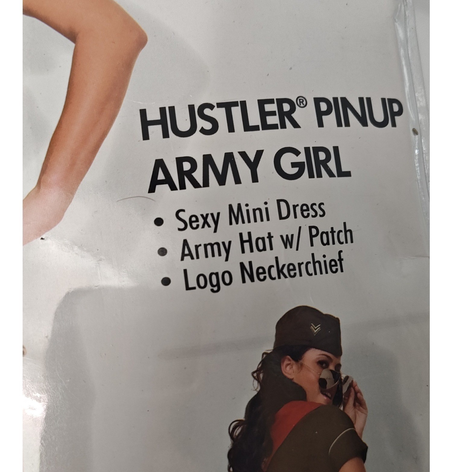 Hustler Costume Pinup Army Girl Mini Dress Hat Neckerchief Olive Green Set M/L
