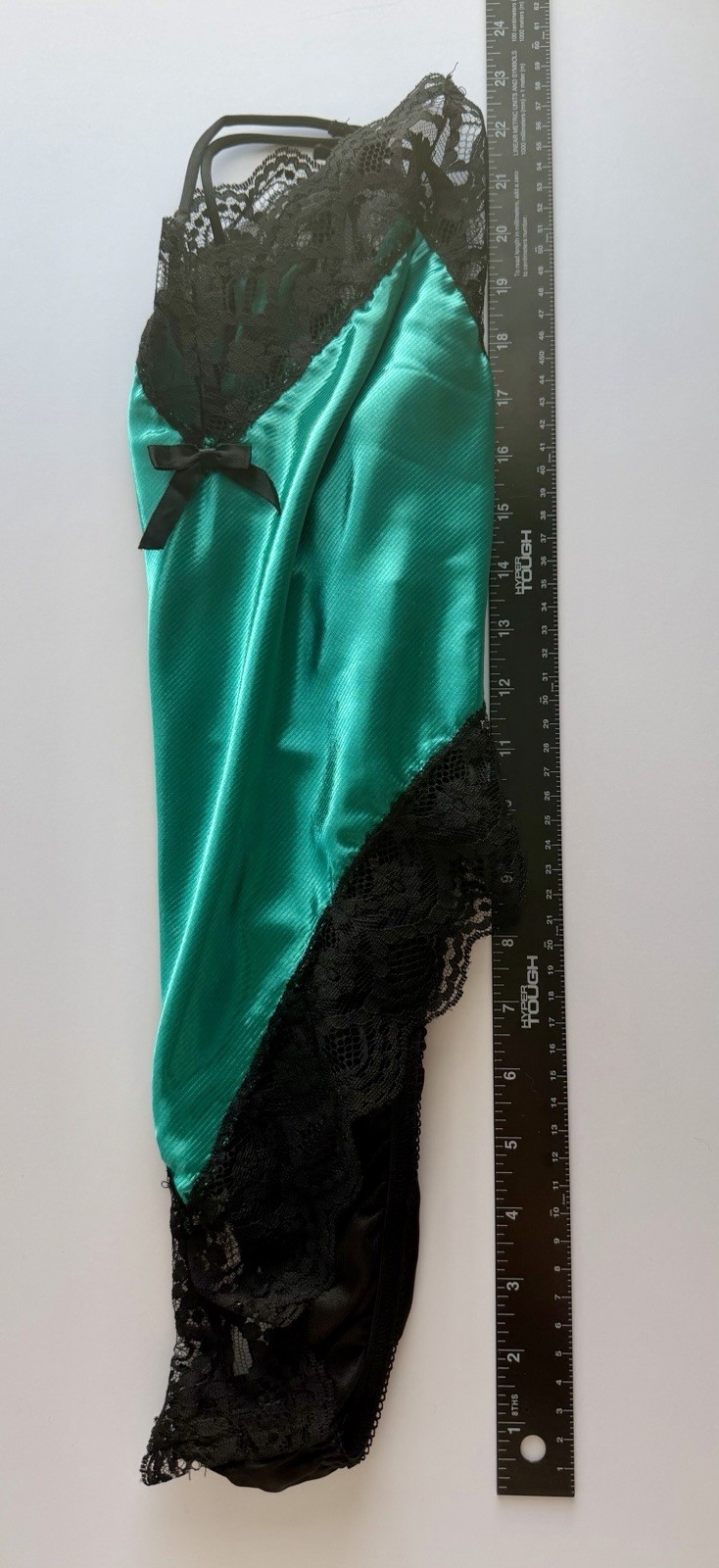 Vintage Lady Cameo Dallas Satin Lace Teddy Bodysuit Green Black USA M Medium