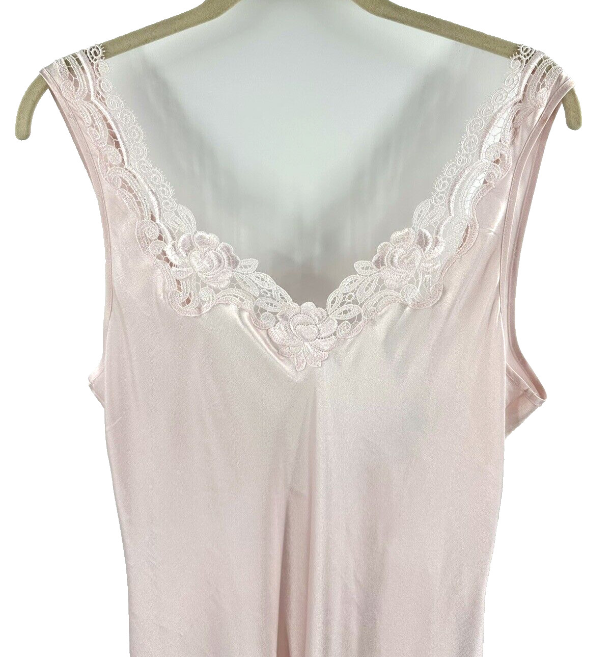 Vintage Valentino Slip Dress Womens Large Satin Maxi Nightgown Lace Ethereal