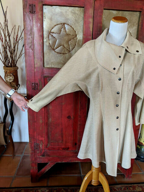 Vintage Henri Bendel Knit Coat JINABE PARIS Unique Beige Sz 40 6 8 1980s France