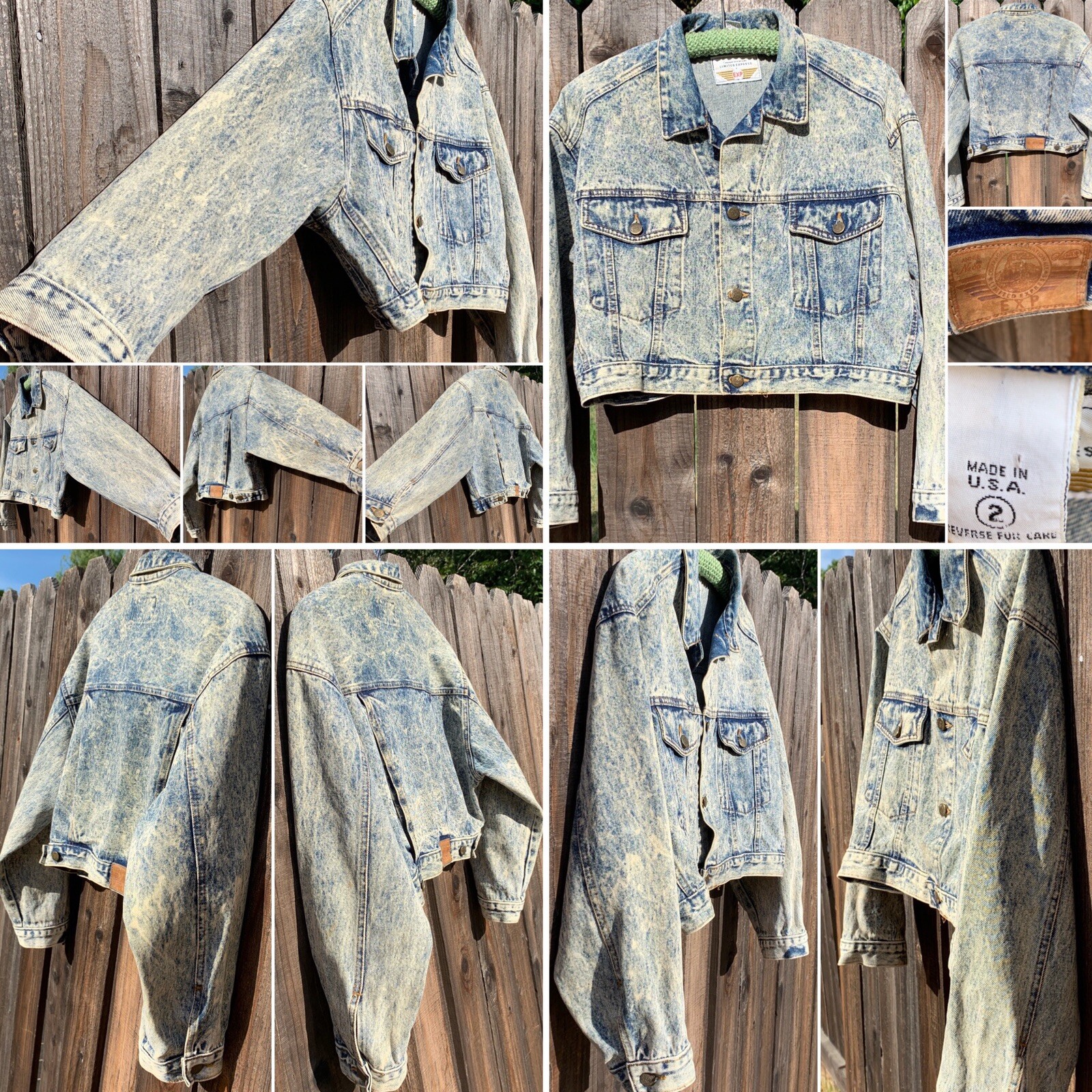 Vintage Cropped Denim Jacket Acid Wash Limited Express EXP Sz 2 (medium) 80s