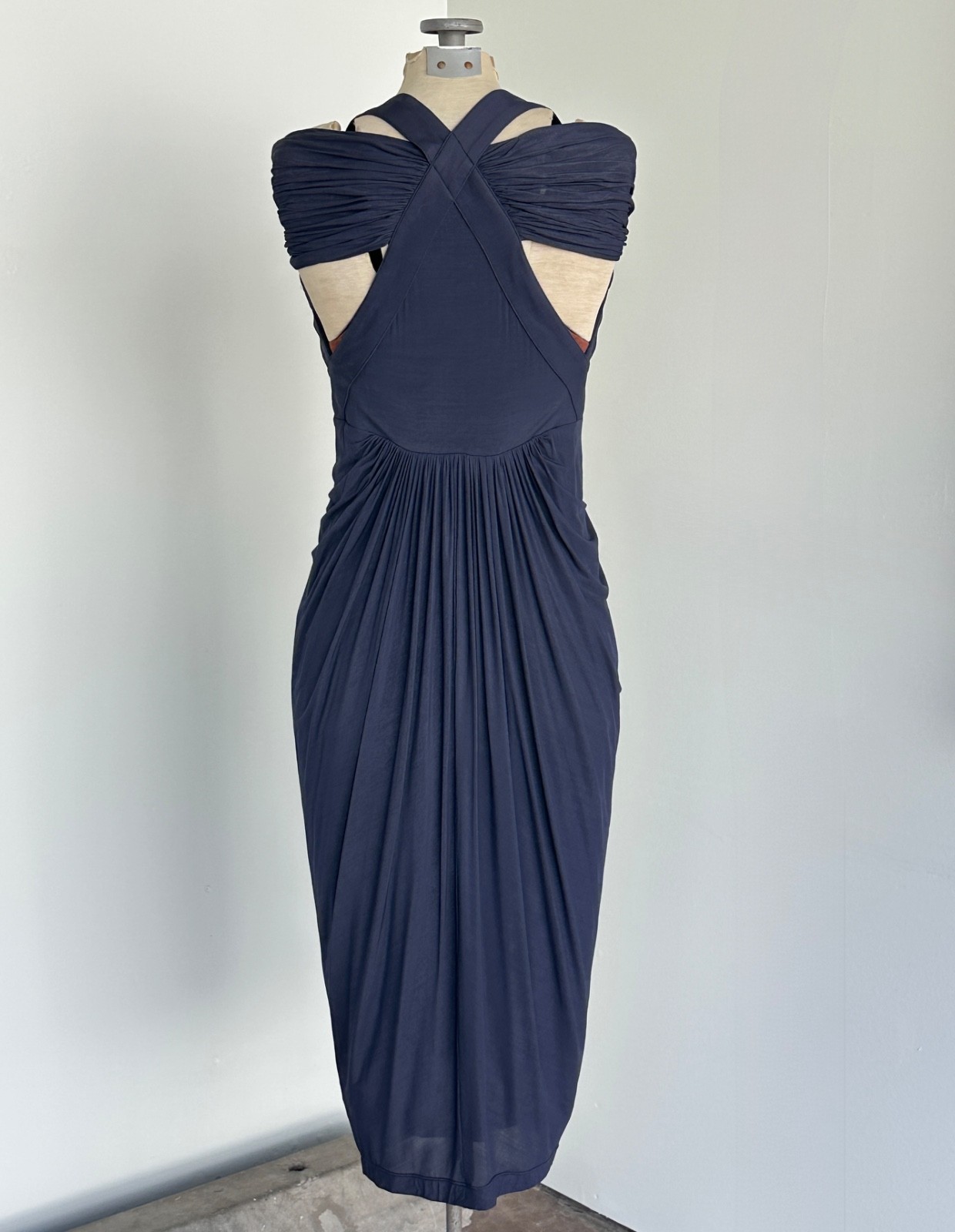 Donna Karan Collection Silk 90s Sheath Dress Medium Vintage DKNY Draped Dress