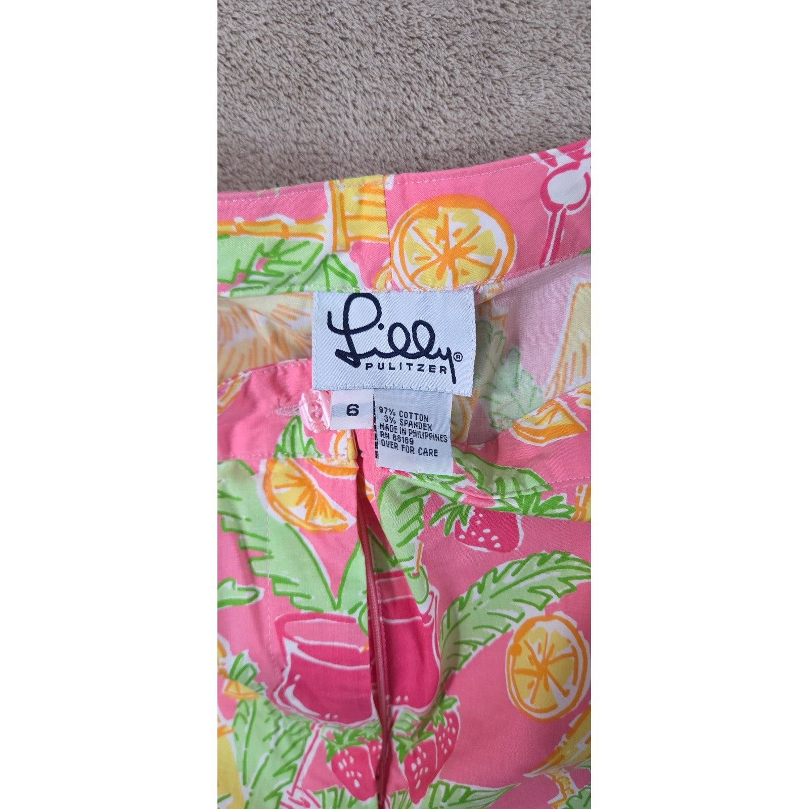Vintage Lilly Pulitzer „Rock-A-Hula” Cropped Pants Women’s 6 Multi-Color AOP EUC
