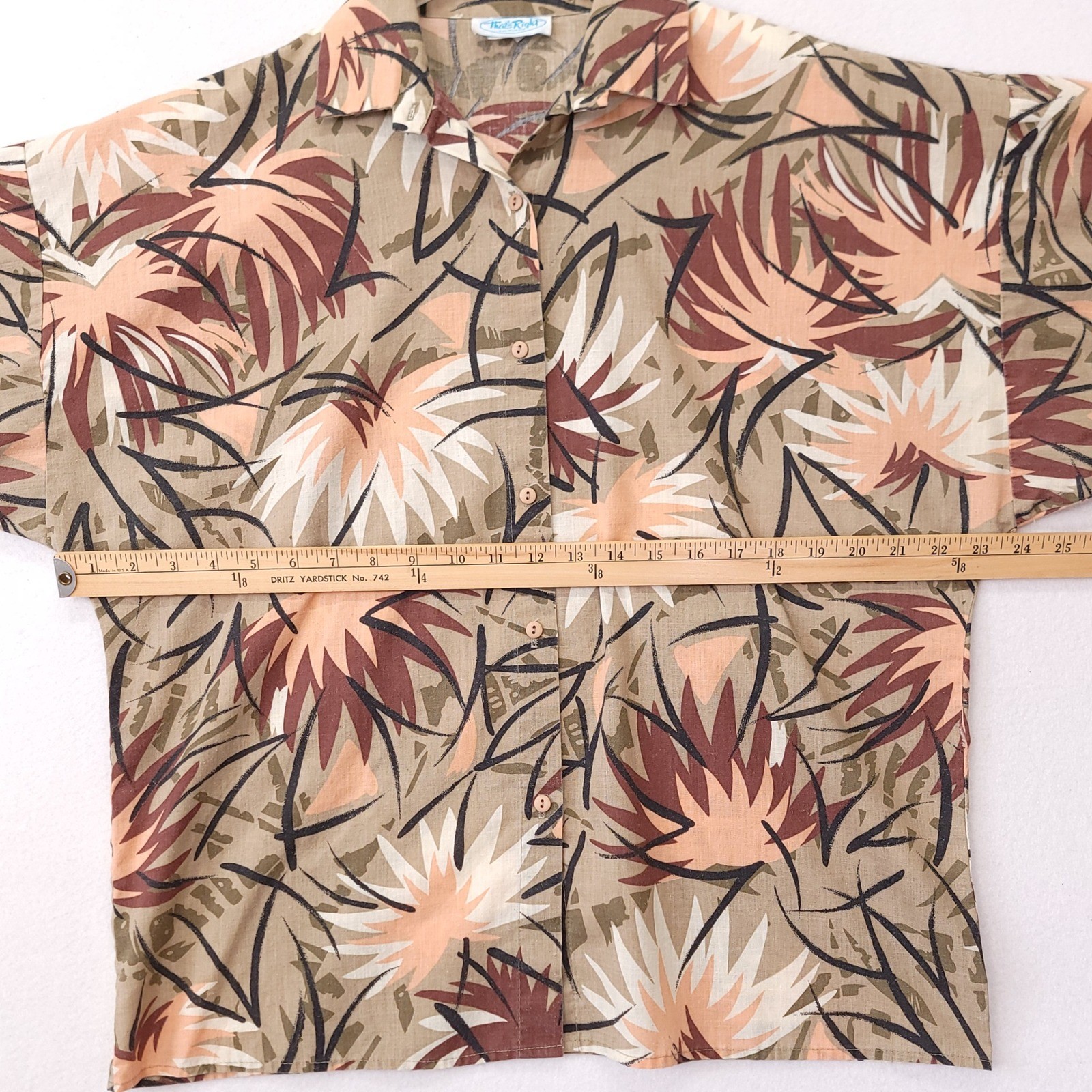 Vintage Thats Right California Cotton Tropical Palm Print Button Shirt Large USA