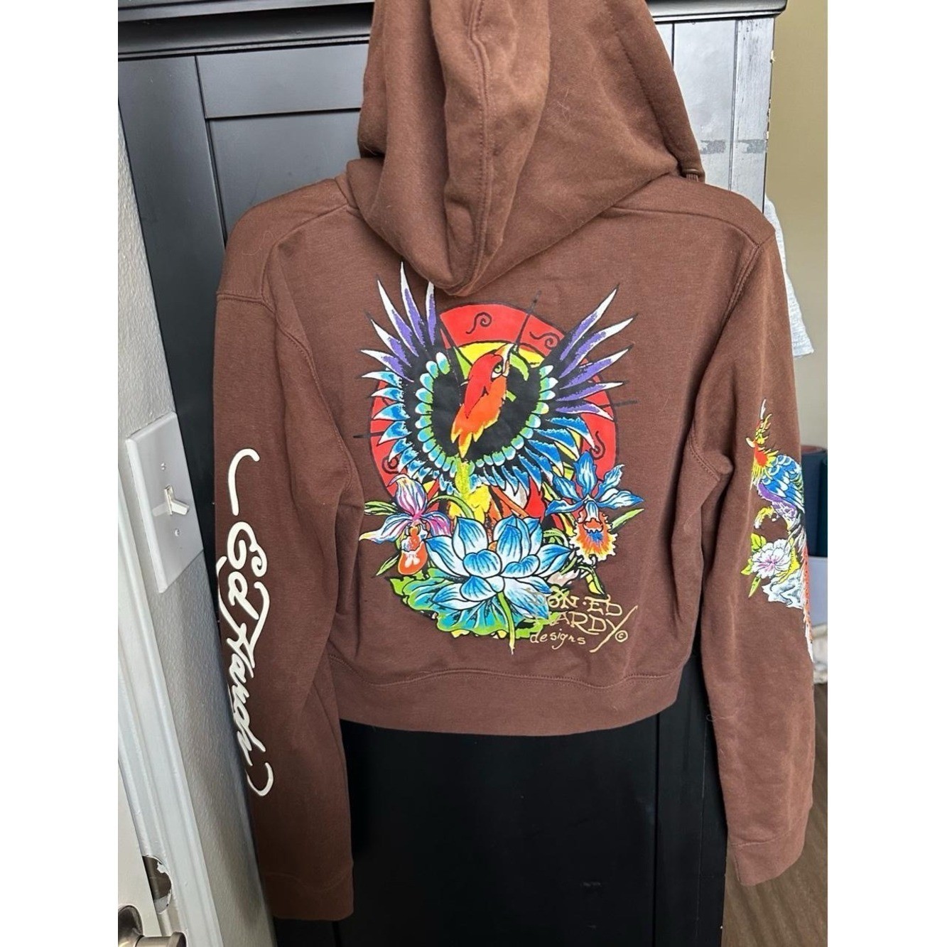 🤎 Vintage Ed Hardy Chocolate Brown Matching Tracksuit Set – XL