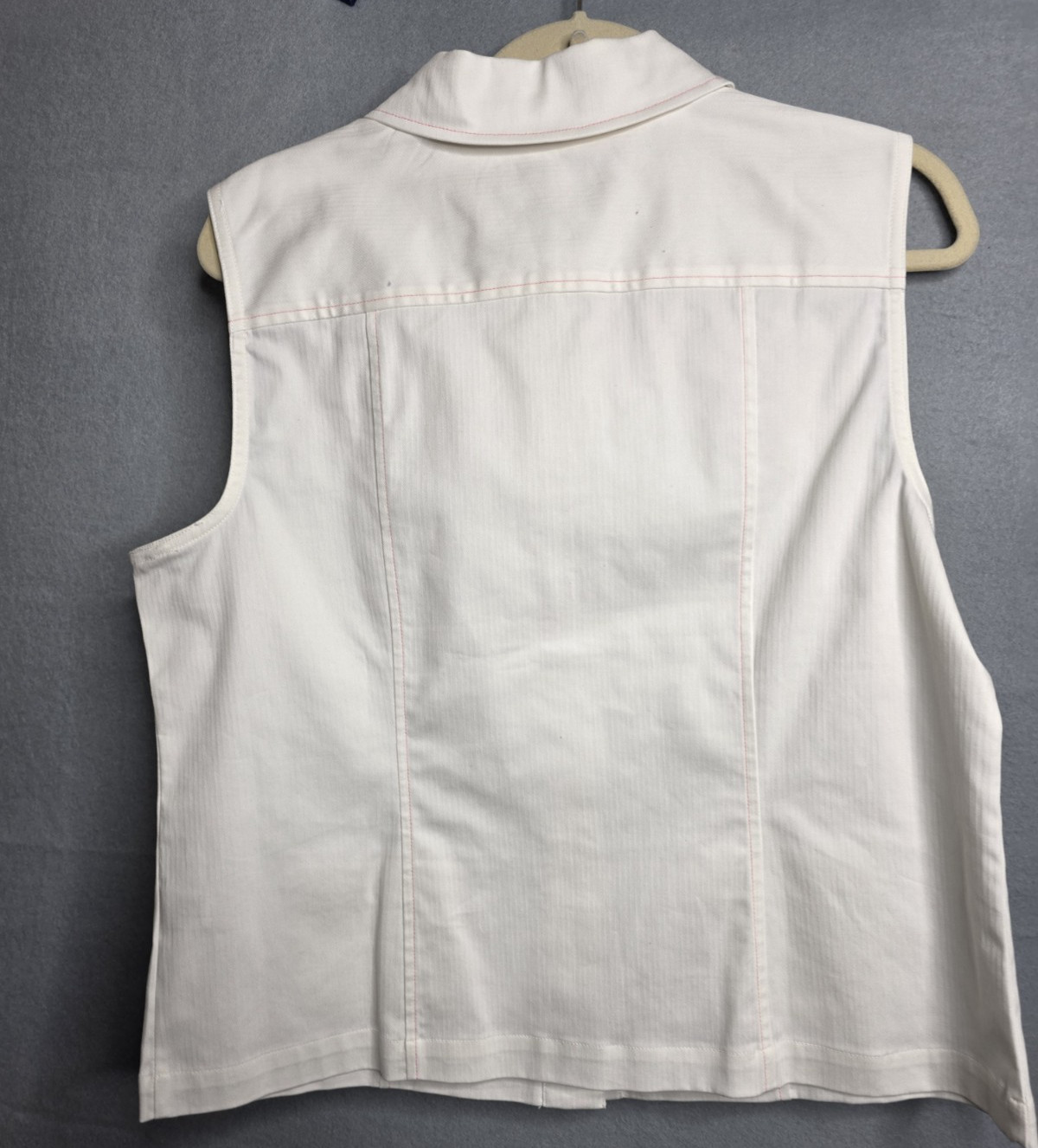 Christopher & Banks Vest Womens L White Pink Sleeveless Button Up New W Tags