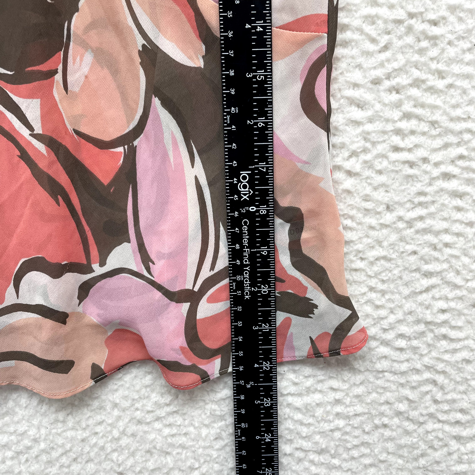 Y2K Vintage Mesh Top XS Pink Abstract Floral Pattern Corpcore Office Chiffon
