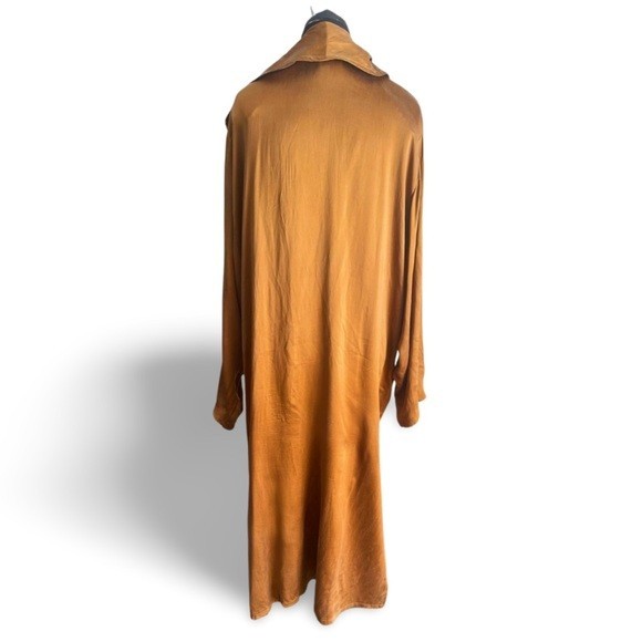 🇨🇦 Vintage 80 Angela Bucaro Silk Duster Trench Oversized Draped Caramel Bronze