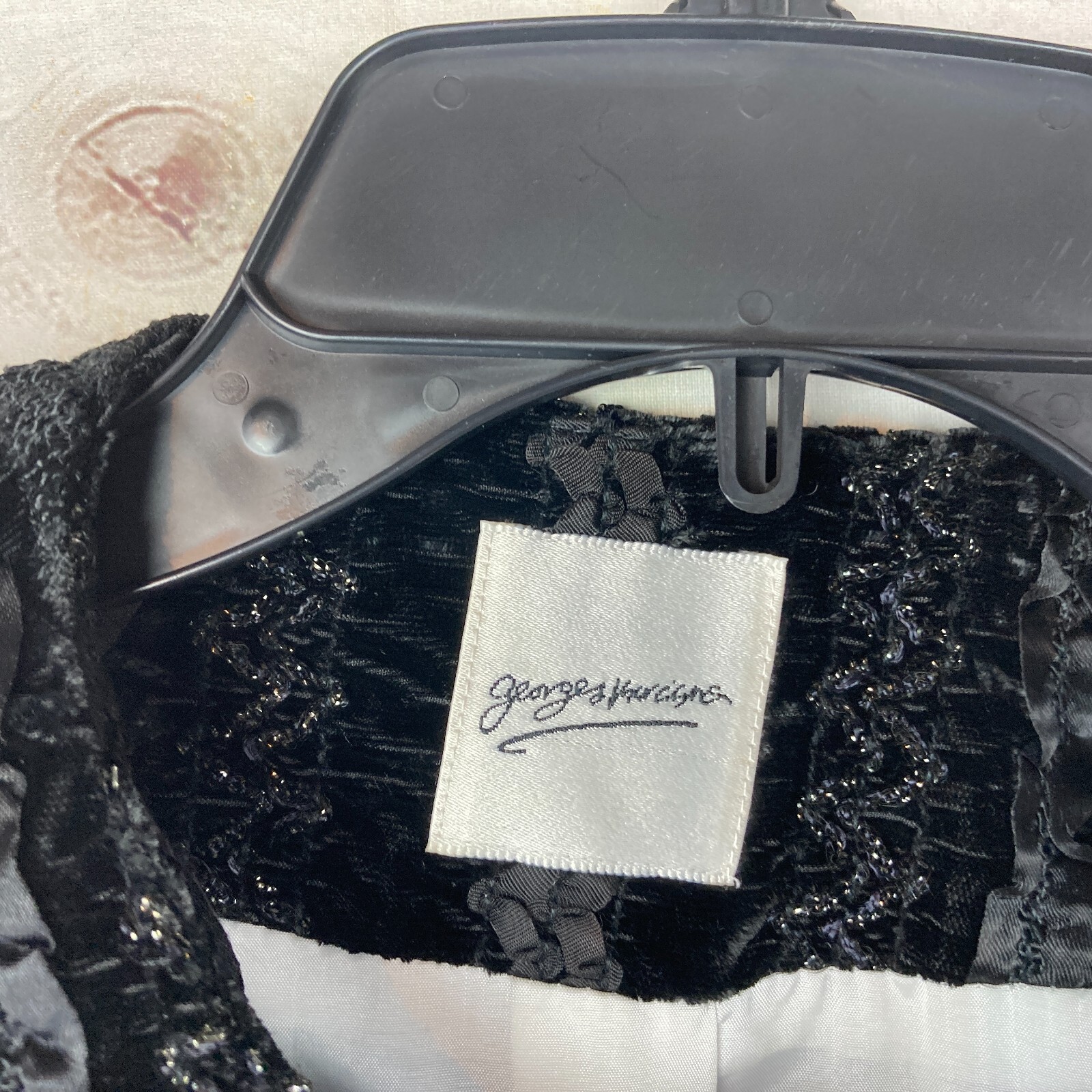 Georges Marciano Jacket Womens 8 Black Vintage Crop Velvet Ribbon Long Sleeve
