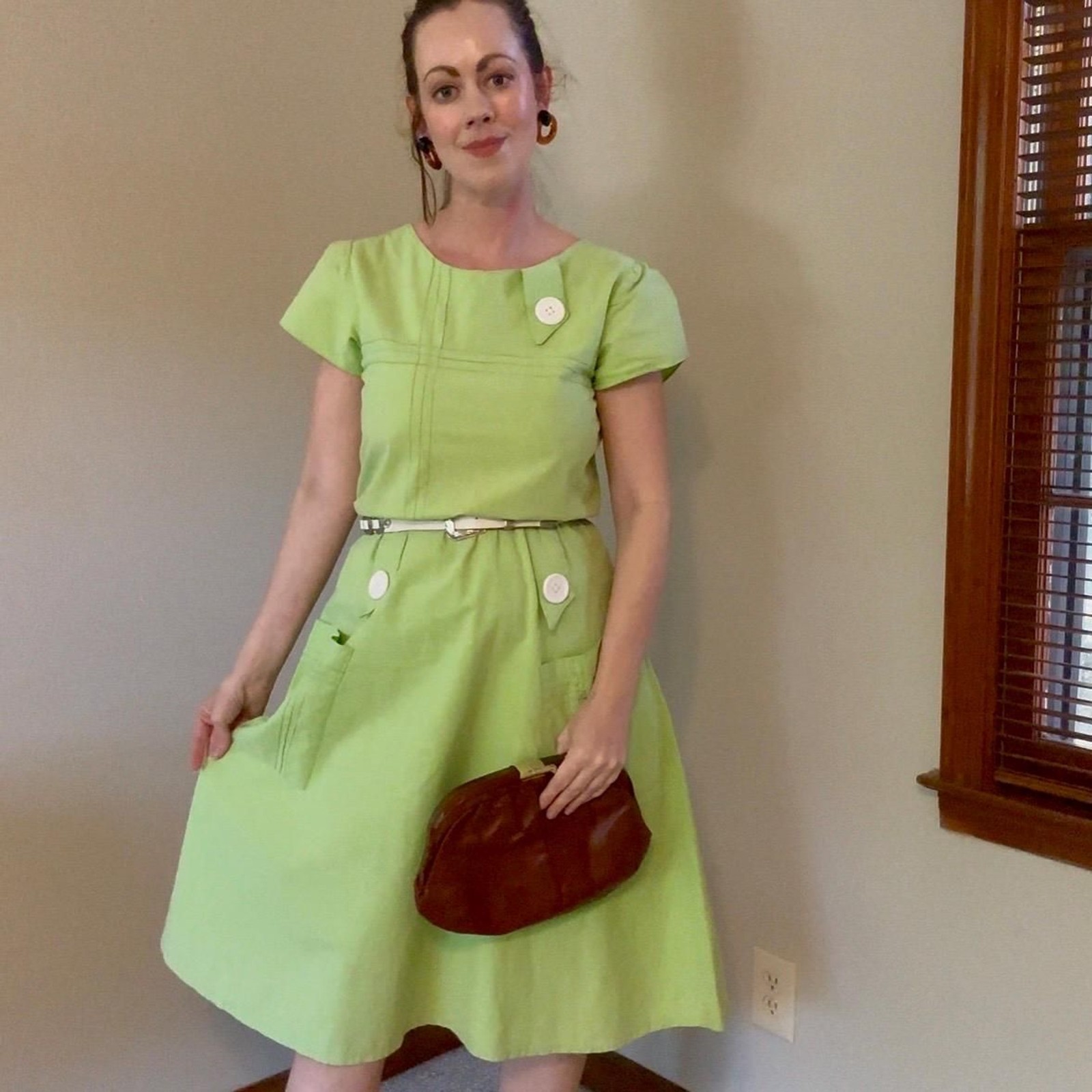 Vintage 60s Lime Green Mod MCM Pop Art Day Dress