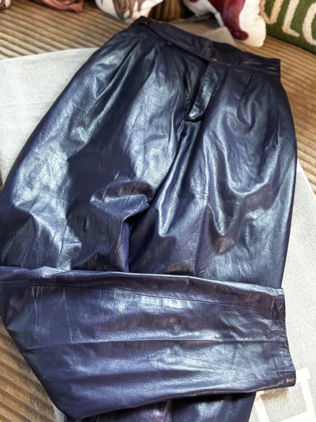 Vintage 1980s Leather Pants Liz Roberts Robert Elliot Natural Comfort Pockets