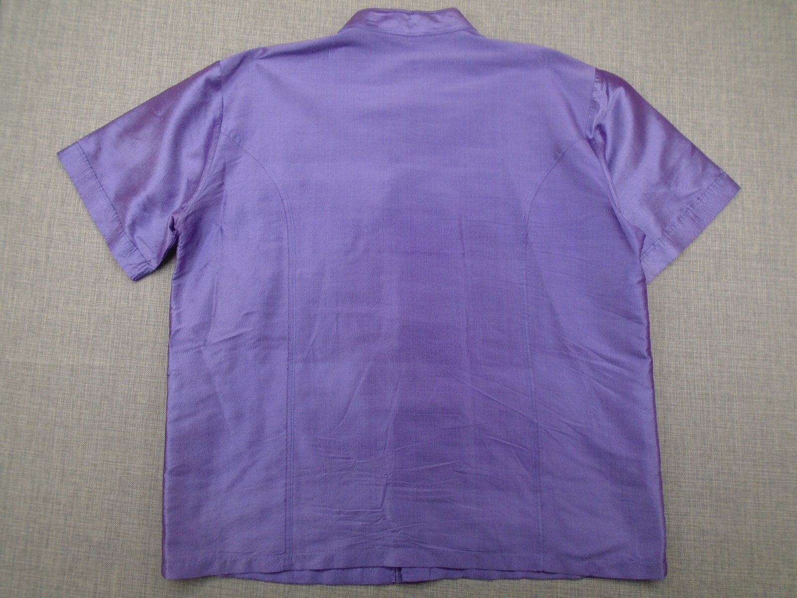 Silk Thai 100% Silk Shirt Short Sleeve Button Up XXL Purple