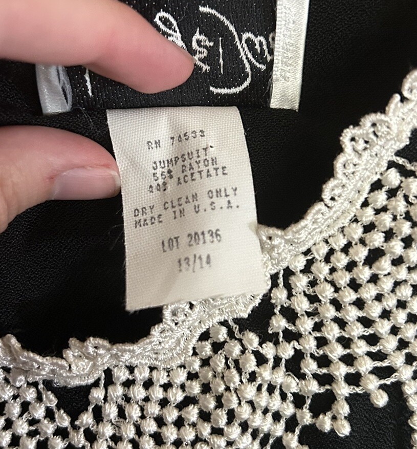 VTG Jeffrey And Dara Jumper Romper, Vintage Women’s Size 13/14 Black White Lace