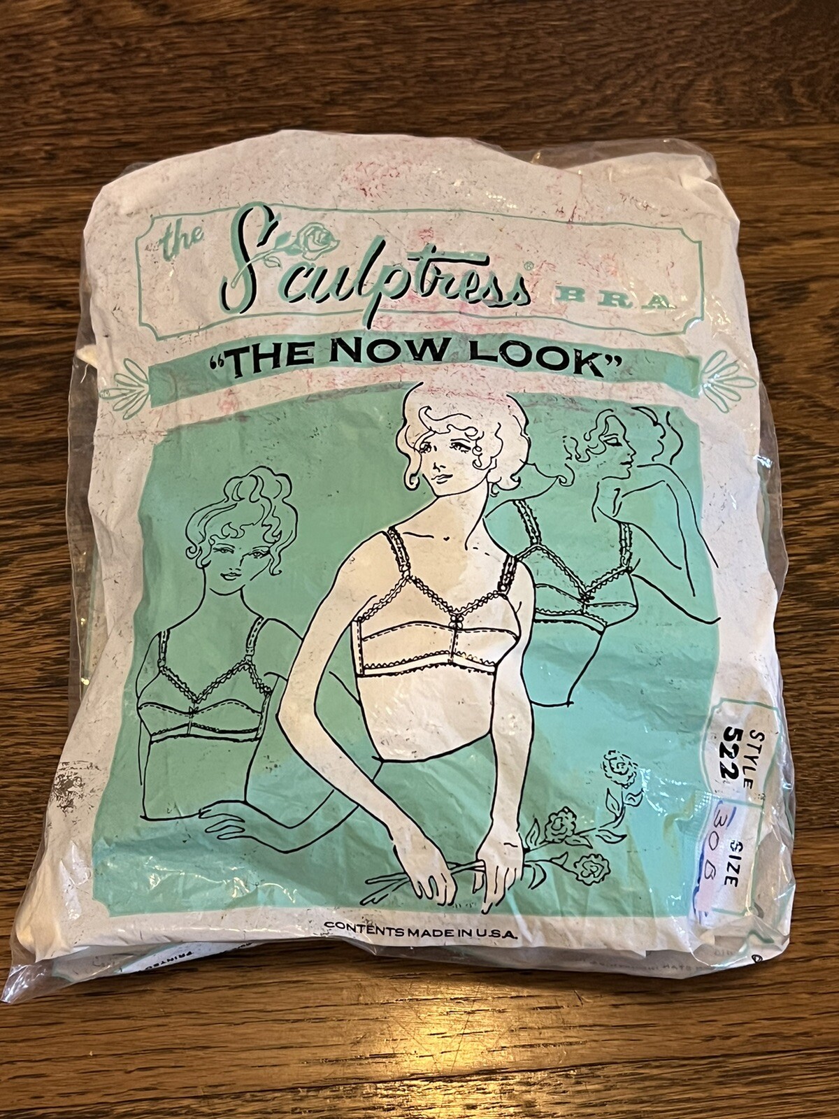 NEW Vintage 1970’s Sculptress White Poly Bra Style 522 w/Attached Banderin 30B