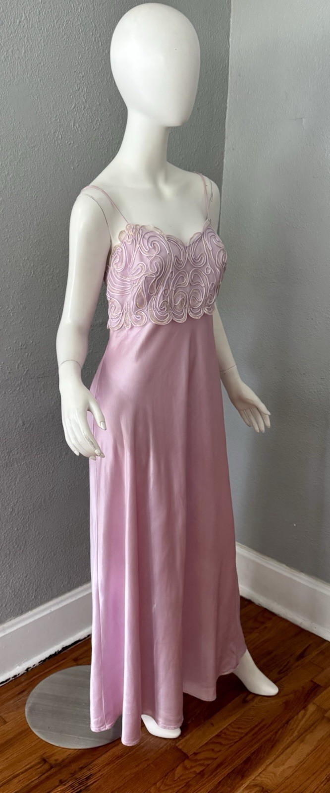 Vintage 90s De Laru Satin Slip Long Maxi Formal Prom Dress L