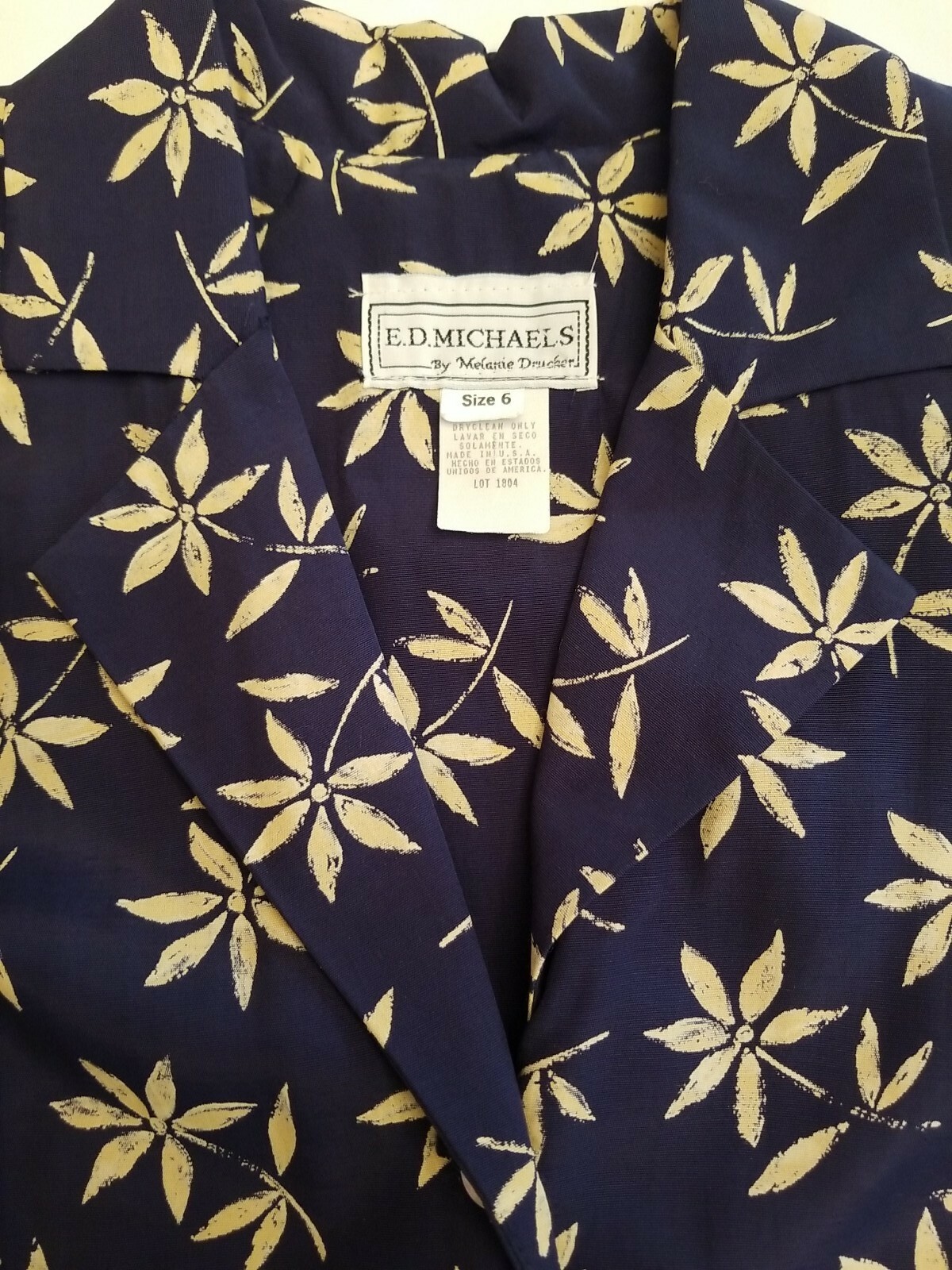 Vintage, ED Michaels Women’s Blue Floral Wide 10- 12″ Leg Jumpsuit Size 6.