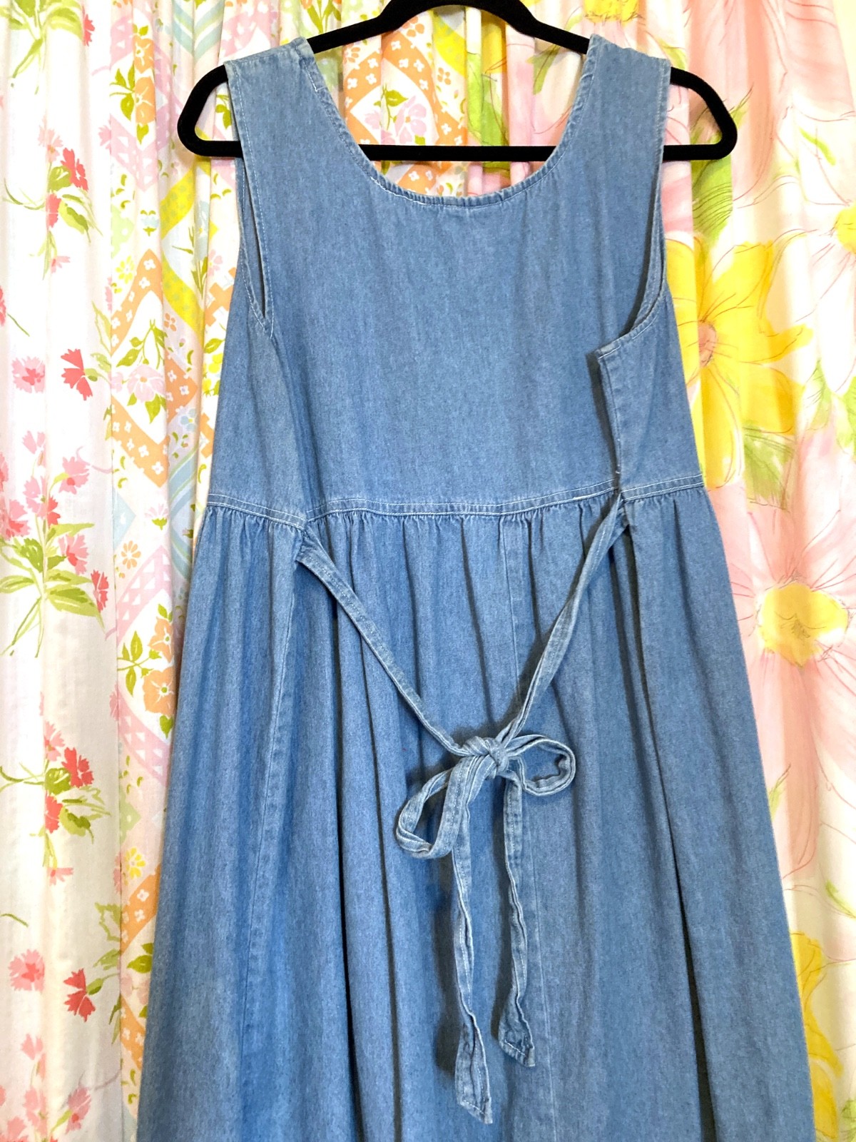 Vintage 90s Denim Tank Maxi Dress, Blue, 1X, 44″ Chest
