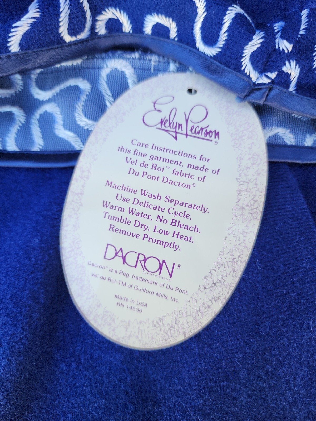 VTG USA Evelyn Pearson Dacran Blue Du Pont Caftan Robe Housecoat Women’s Sz L