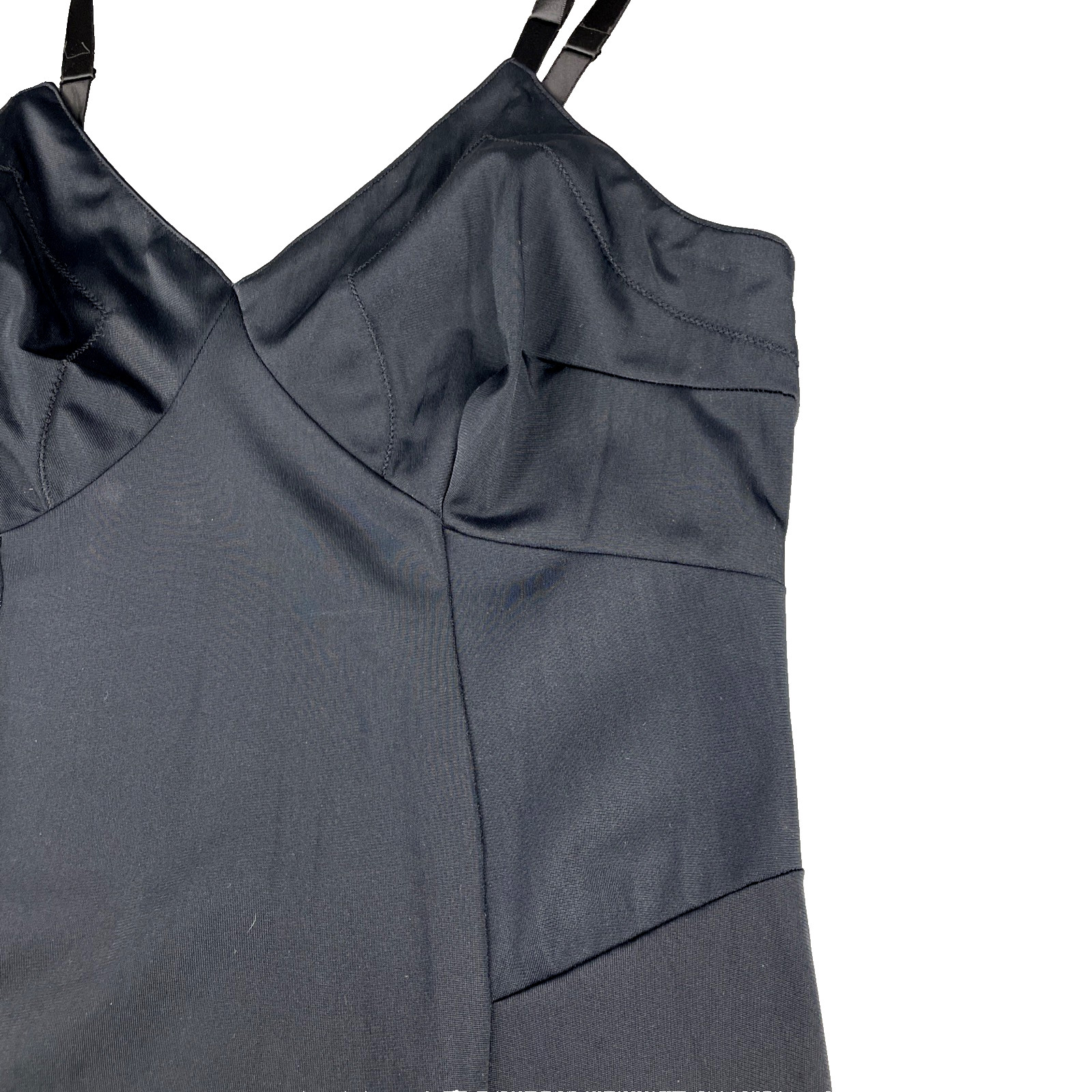 VTG 1940s Textron Black Rayon Slip Dress V Neck Bias Cut Mermaid Hem Size 4