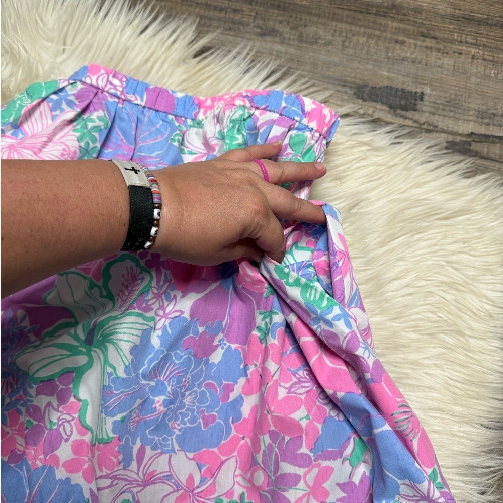 Vintage Lilly Pulitzer Pink Green A-Line Midi Skirt Resort Wear Women’s Small