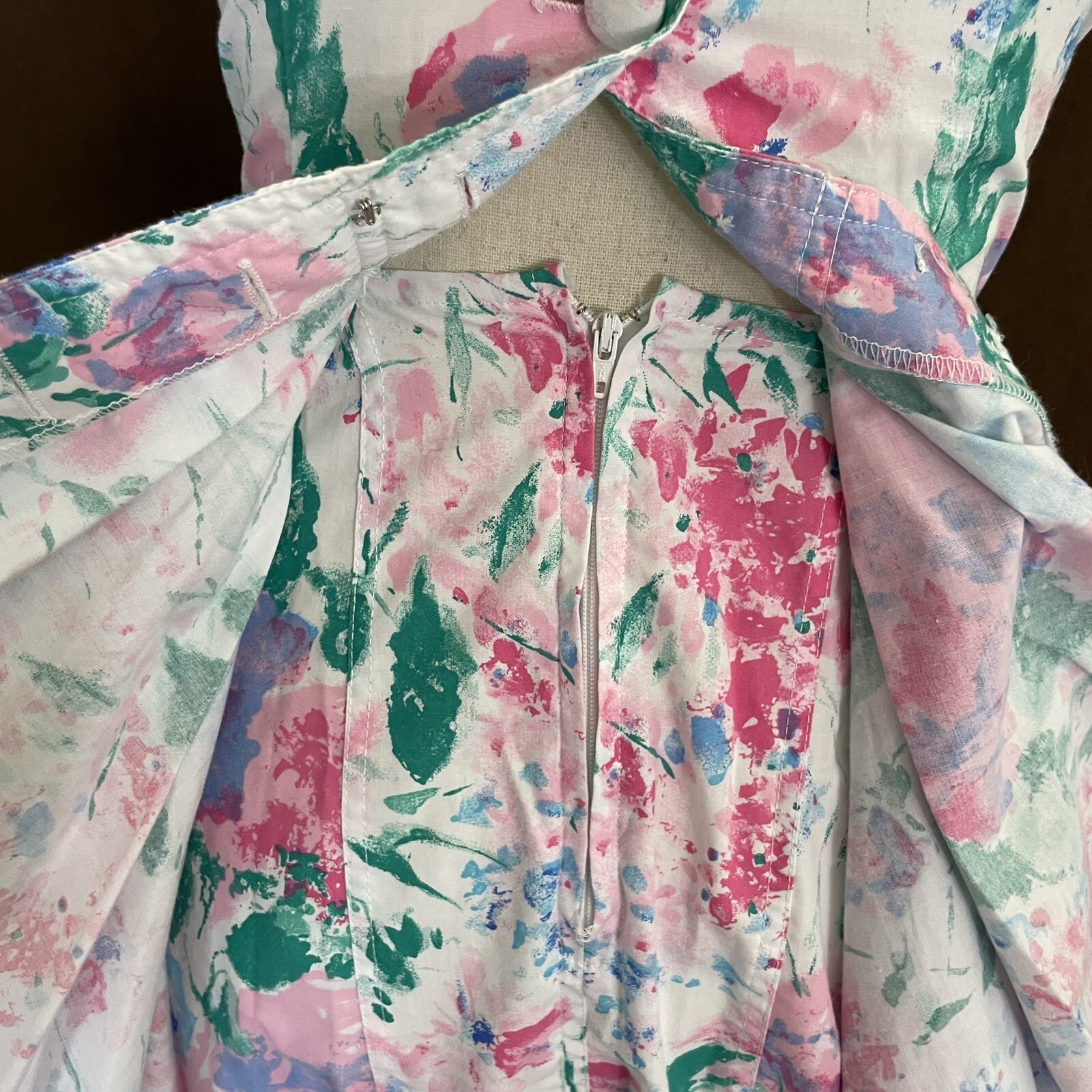 VTG 80’s Summer Peplum Dress 5/6 Floral Cottage Core Womens