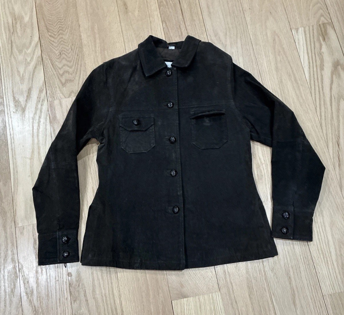 XOXO 90s Vintage Suede Jacket Women M Brown Button Front Lined Retro Grunge Wear
