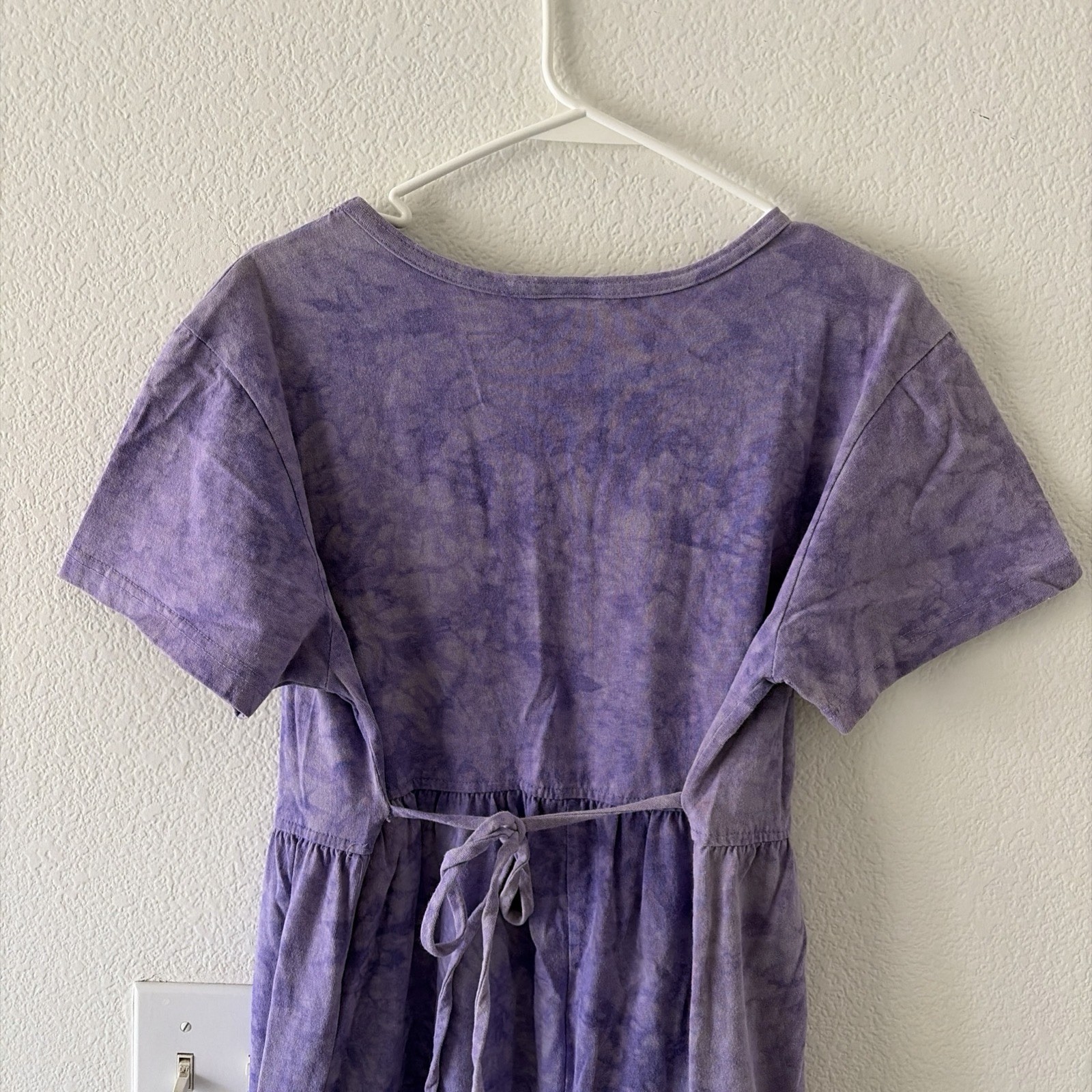 Vintage Cactus Bay by Lynée Tie-Dye Purple Flower Long Maxi T-Shirt Dress Size M