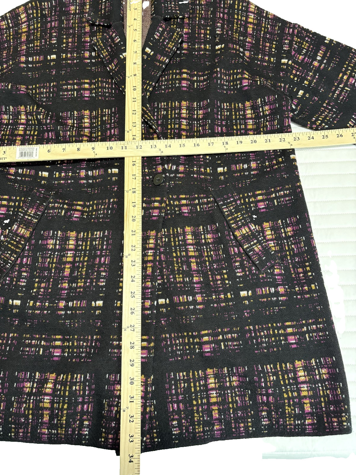 COS Women’s Blazer Wool knit long Cardigan Coat Jacket Plaid Pattern Size Medium