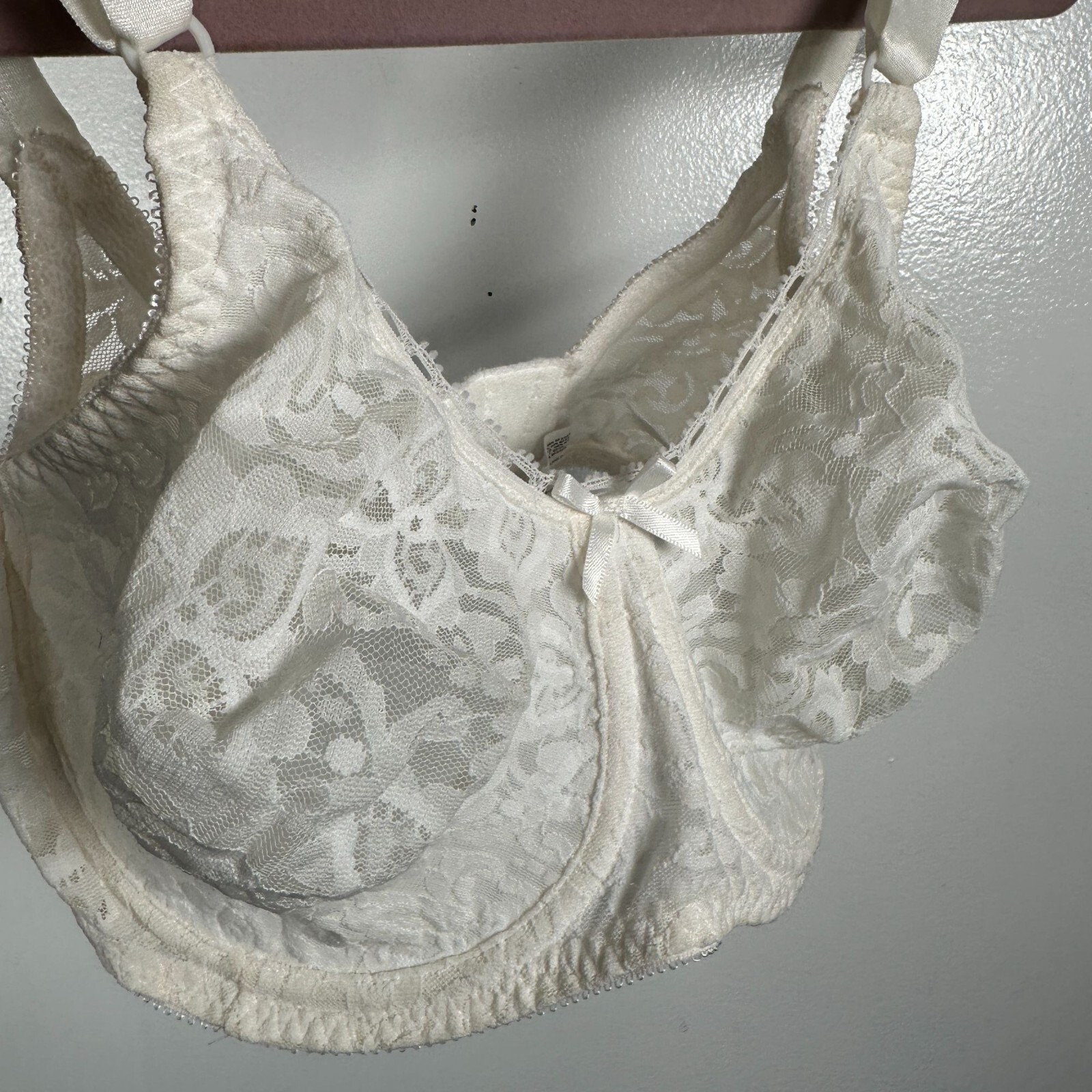 Vintage Bali 34DD Bra Lace 3432 Underwire Ivory Stretch Sheer Sexy Adjustable