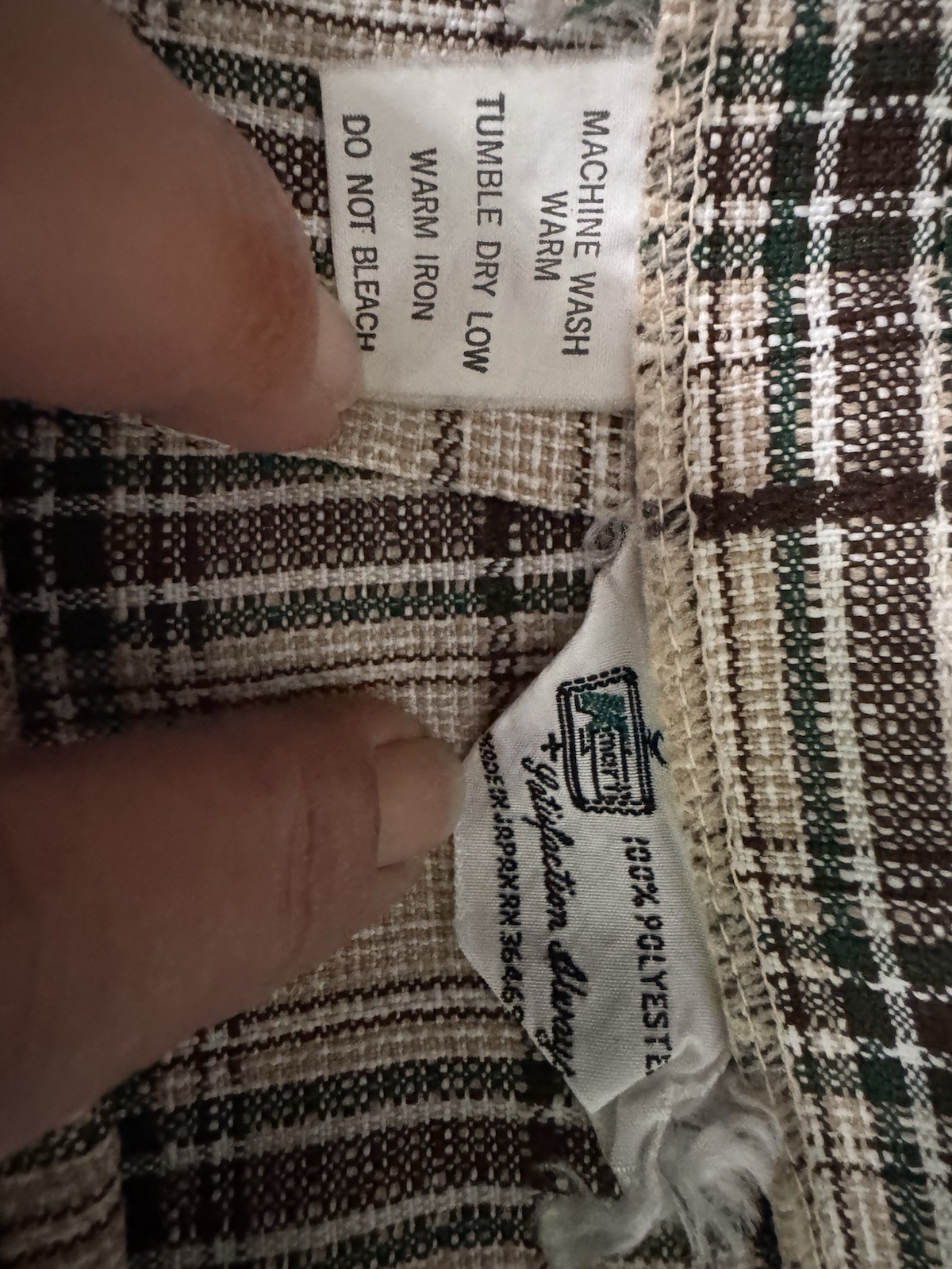 Vintage K-Mart Plaid Pleated Dress Pants Tweed Polyester Beige Brown Black
