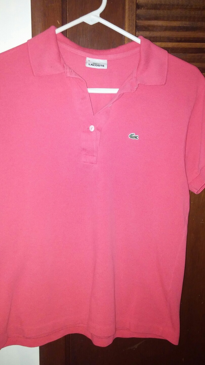 vintage LACOSTE Classic Fit Pique Prep/Trad Polo Shirt Pink Short Sleeve Size 38