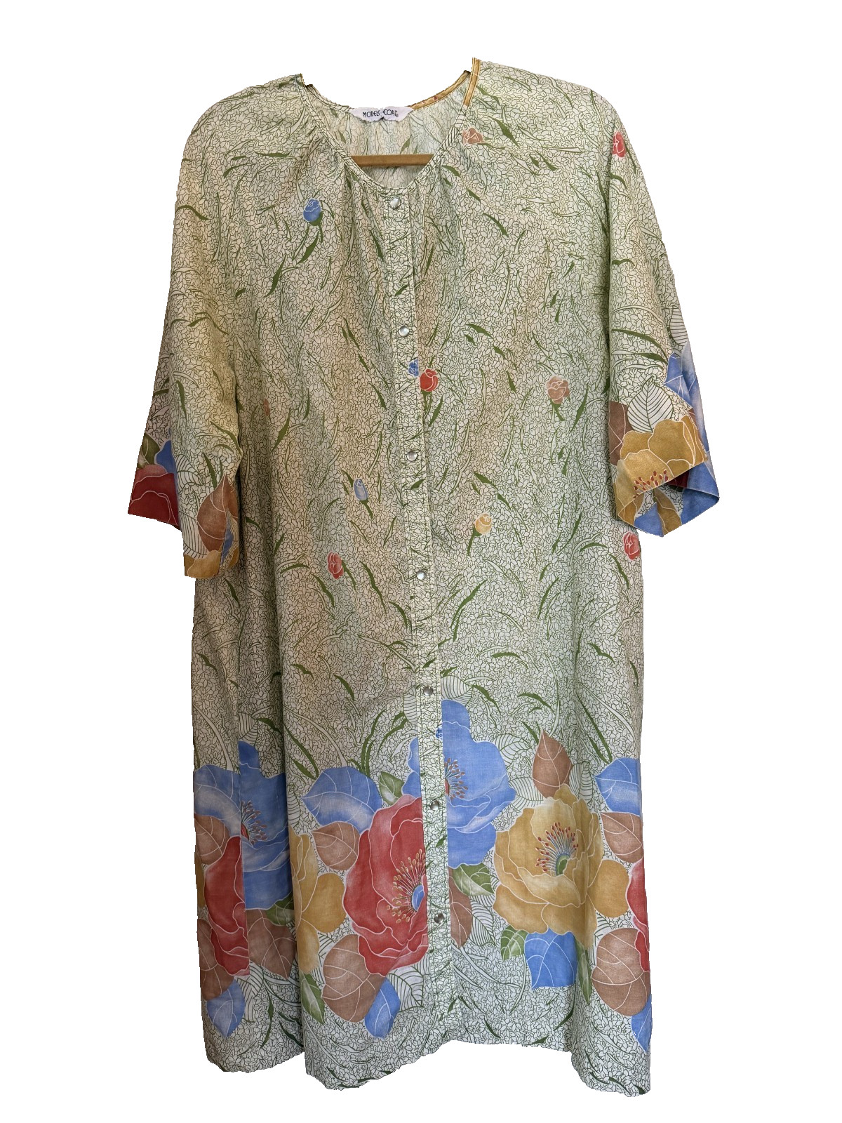 Vintage Models Coat Robe Dress Flowers Mrs Roper Caftan One Size Cotton