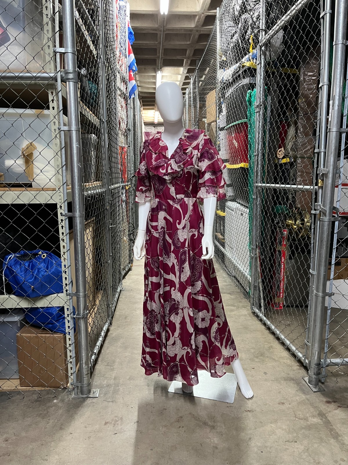 Vintage 1970’s Ruffled Silk Evening Dress by Elizabeth Via Veneto – Roma