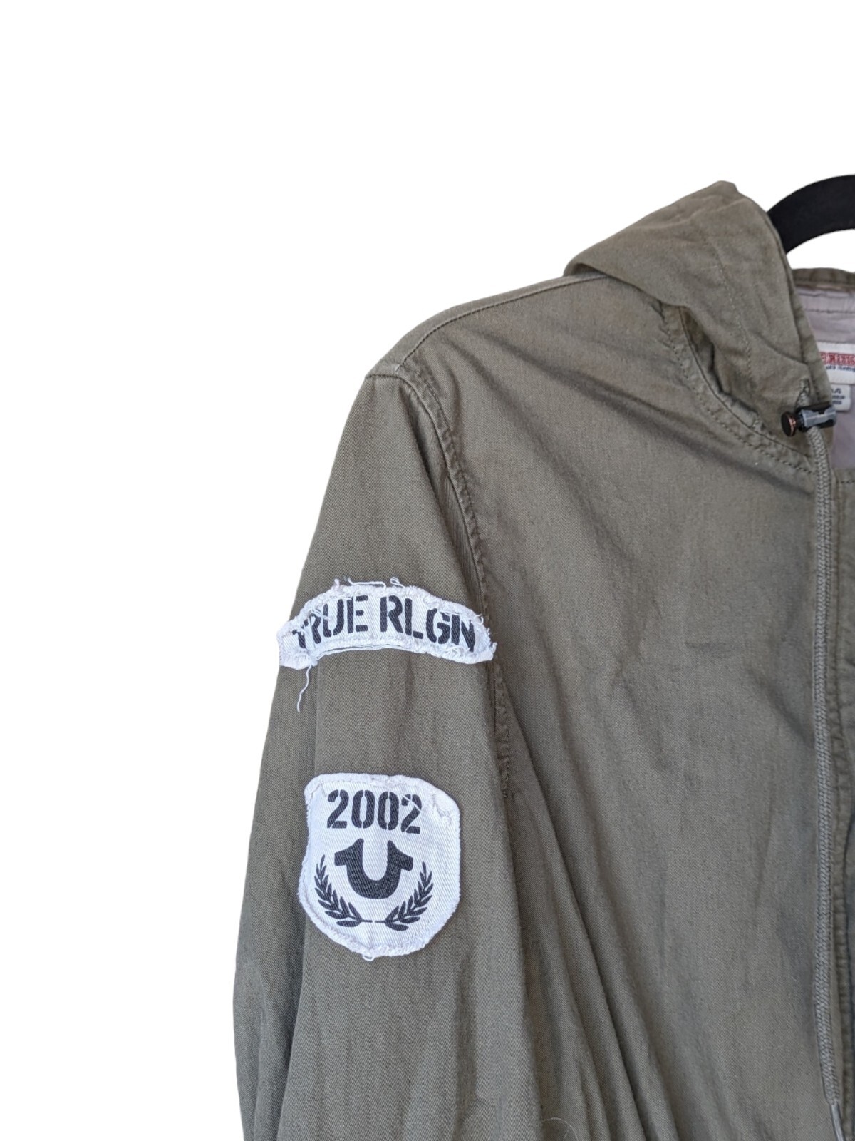 2002 Y2K TRUE RELIGION Women’s Military Khaki Parka Trench Jacket World Tour