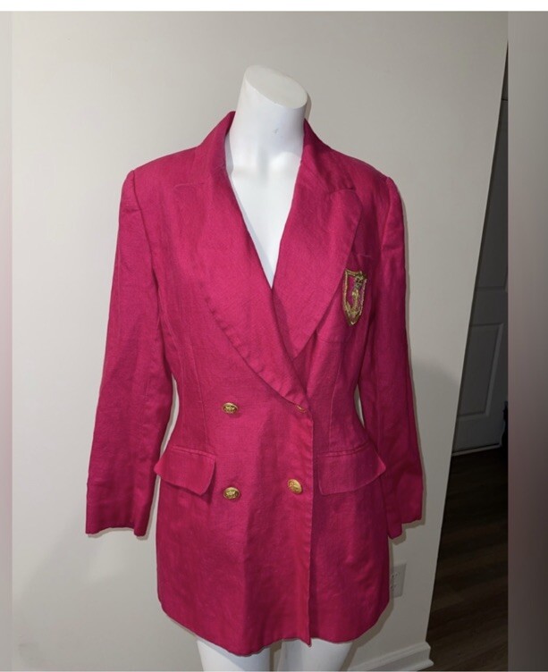 Vintage Stanley blacker linen blazer Gold Embroidery