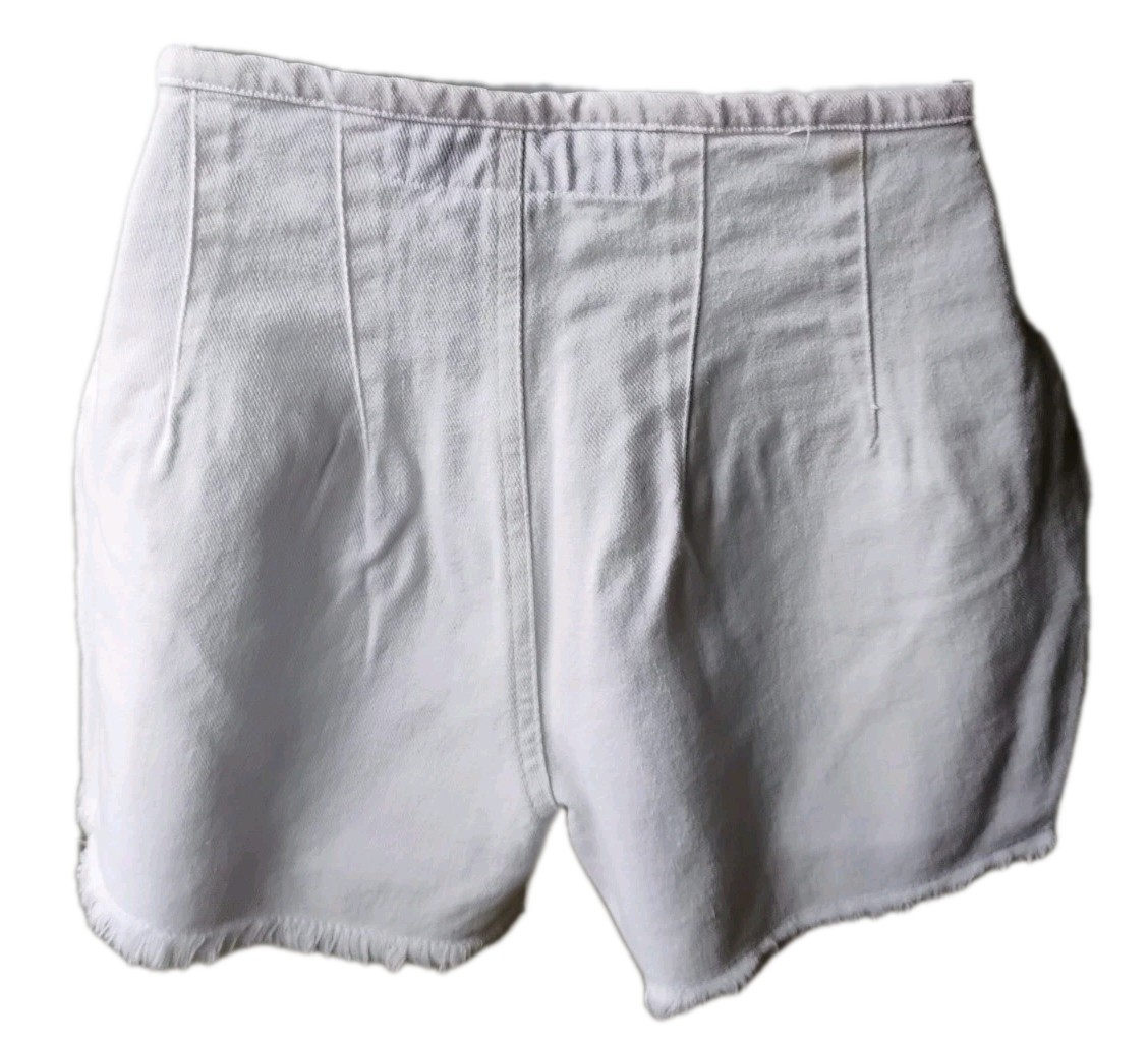 VTG 90’s „plugg Jean Wear” White Denim Button Fly Short Shorts 7