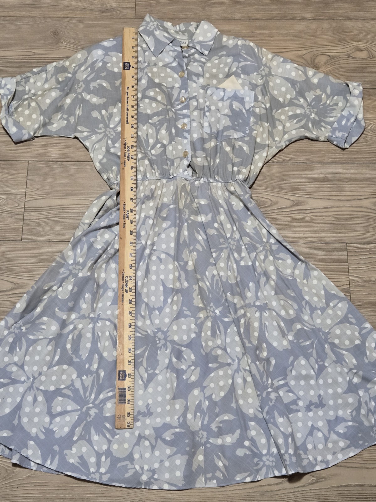 S. L. Petites Fashions Dress True Vintage Womens Size 10 Blue Floral *Stains*