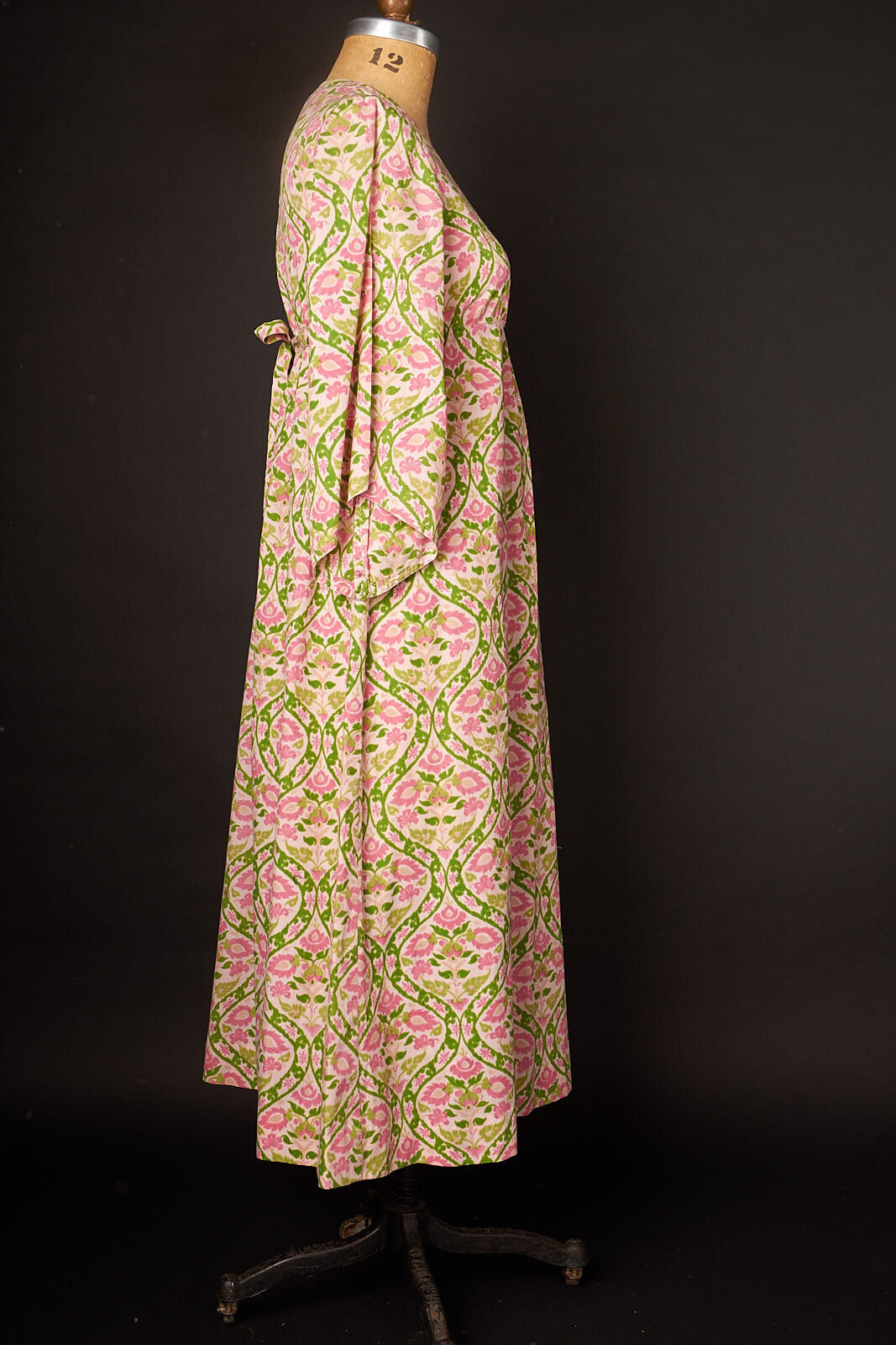 Vintage 1970s Pink and Green Caftan Style Dress