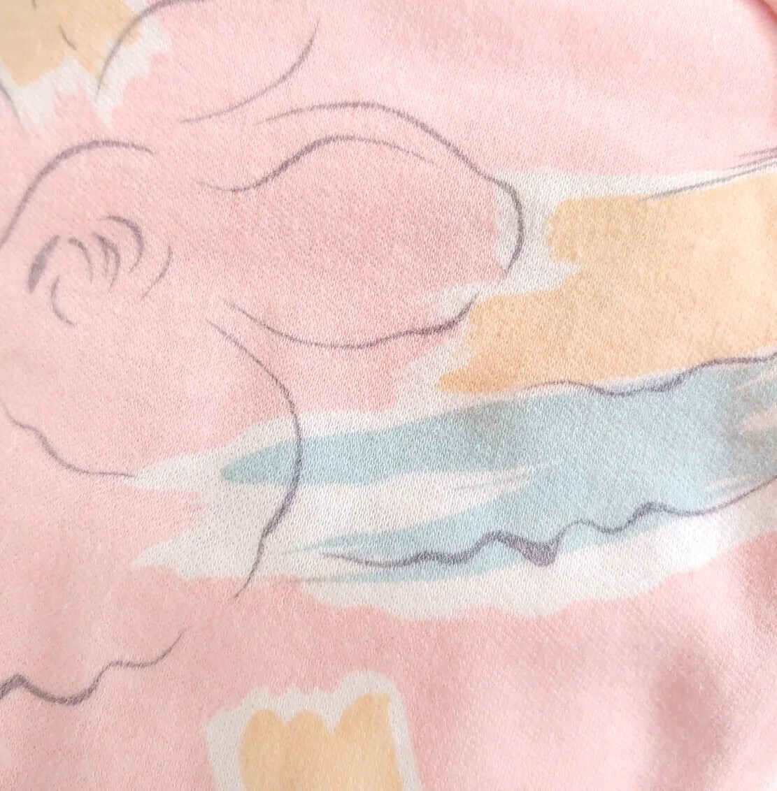 Vintage Pink Knit Skirt & Top Set with Yellow & Blue Florals Size 11/12