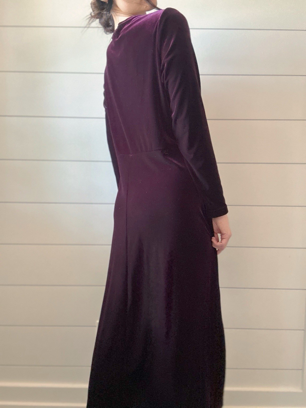 Vintage Maxi Dress 90s Crushed Velvet Purple Witchy Gothic