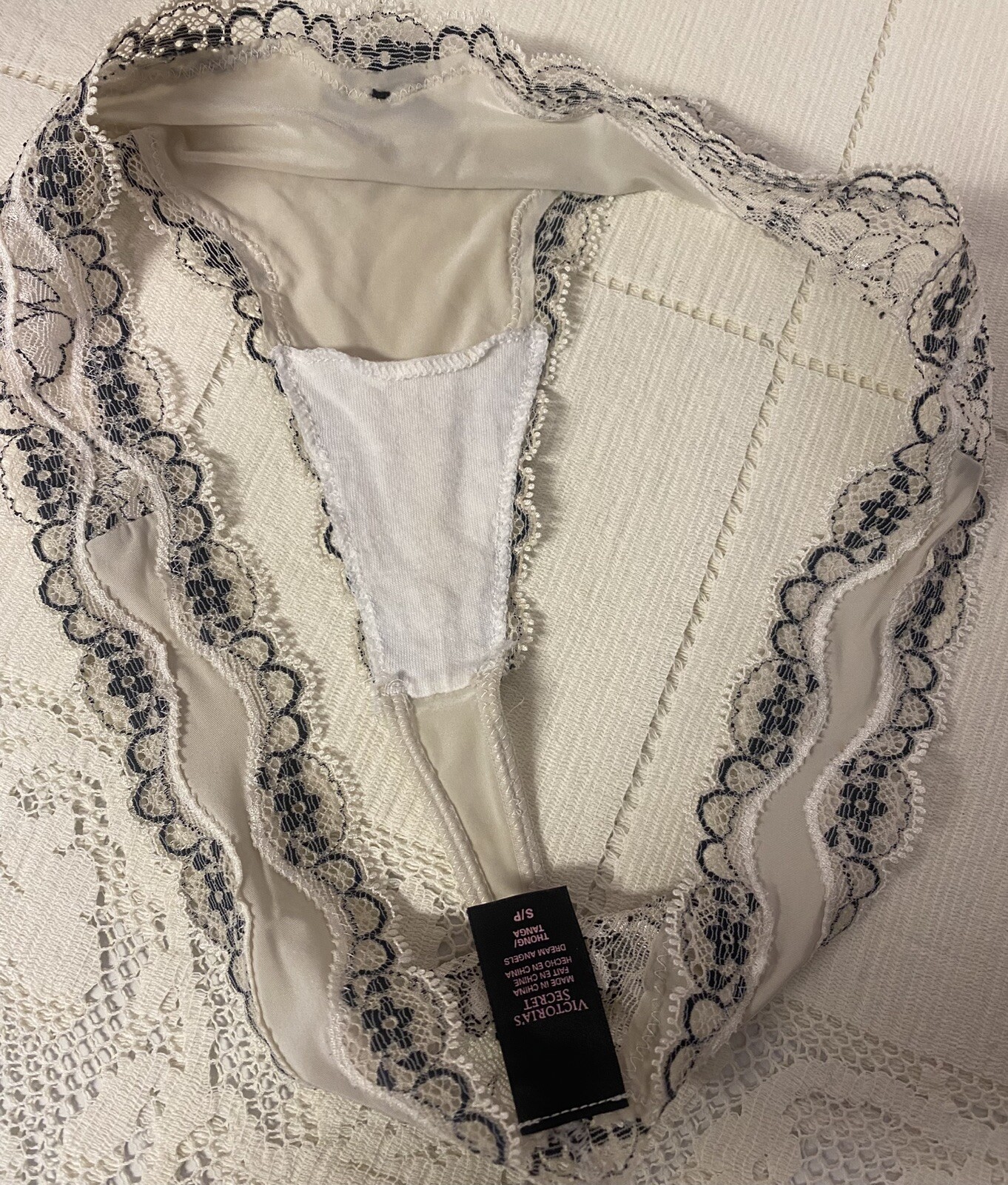 VINTAGE VICTORIAS SECRET TANGA THONG 2013 Gray PANTY Nylon Spandex Mesh Sissy 2C