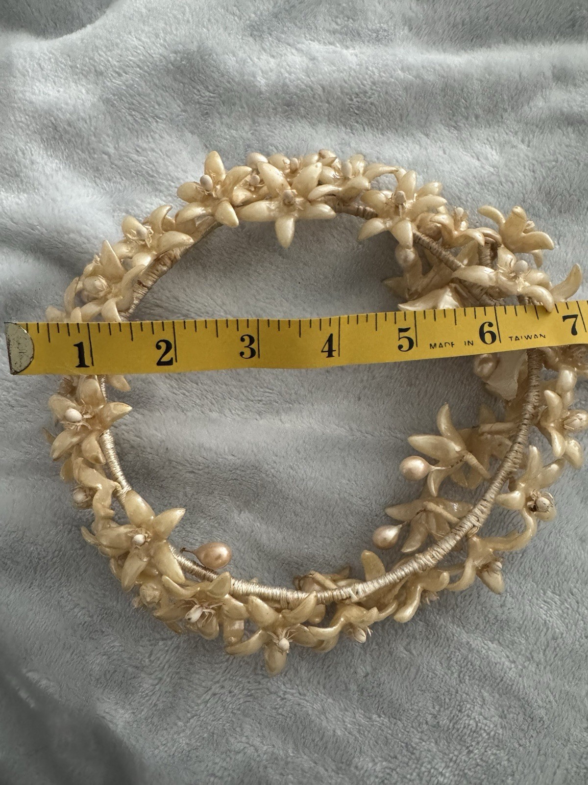 Vtg 1940s Wax Flower Crown Wedding Veil Headband
