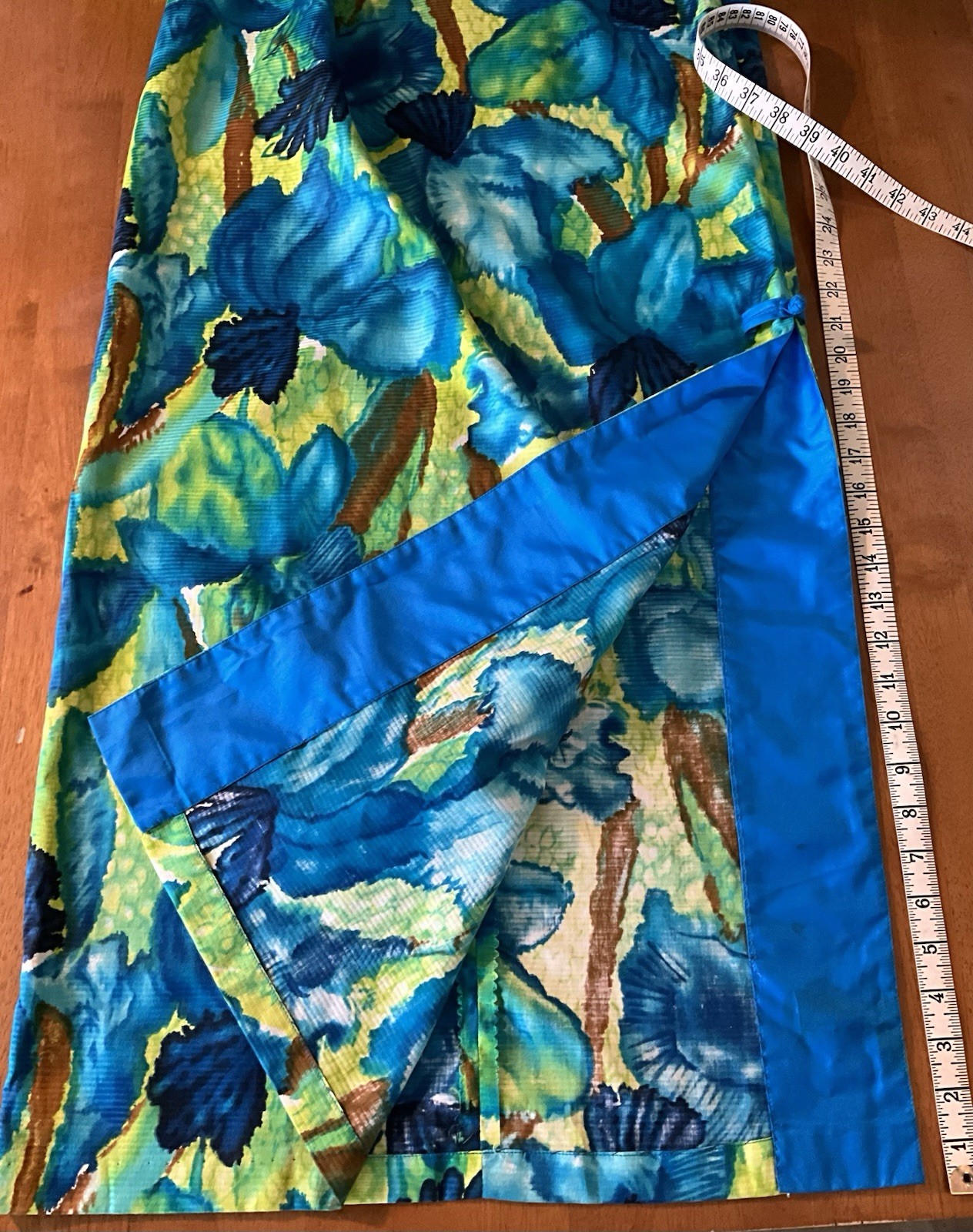 Vtg McINERNY Womens Hawaiian Maxi Dress Watercolor Floral Talon Zip Side Slit 12