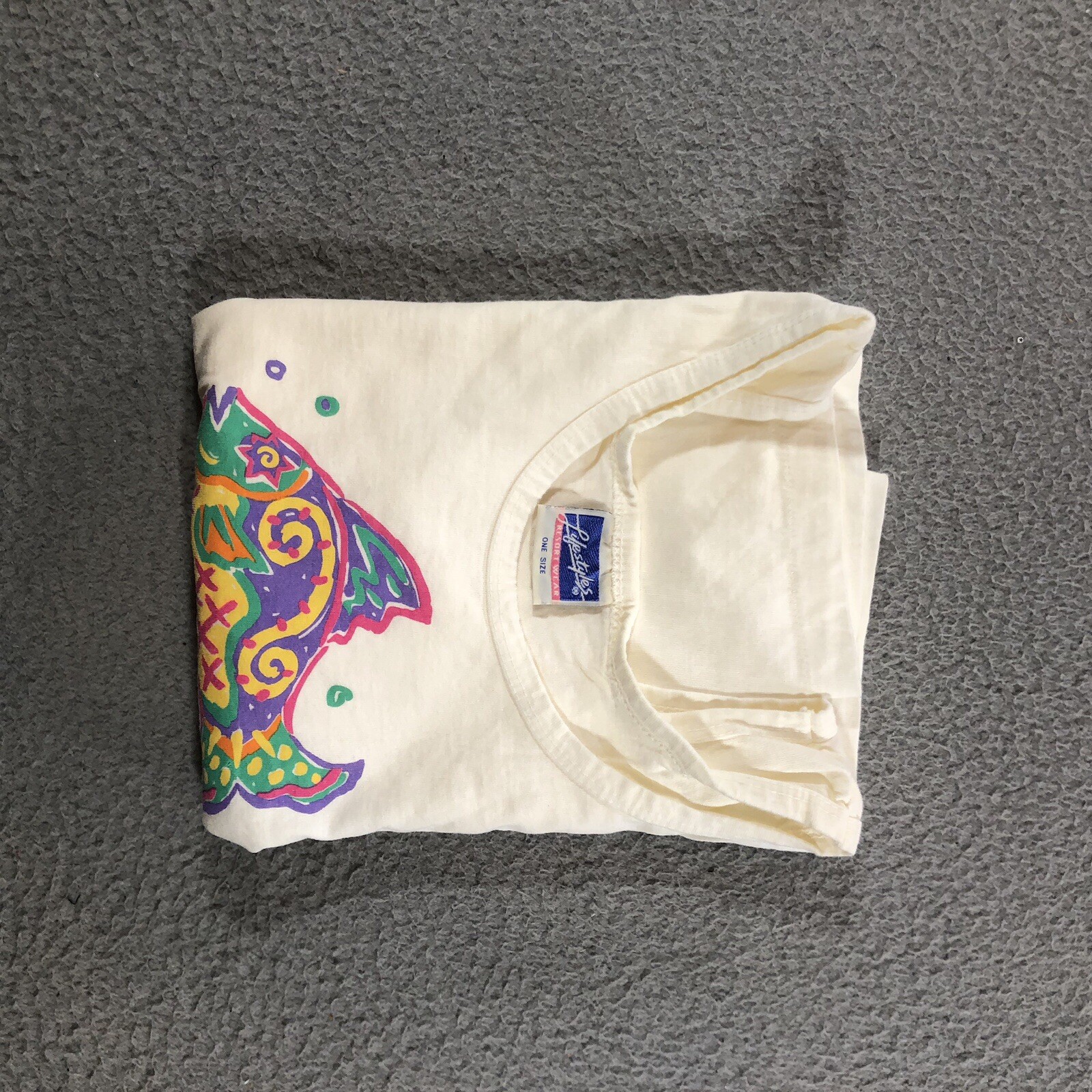 Vtg 90’s Lifestyles Resort Wear Tank Top Women’s One Size Cropped White Fish