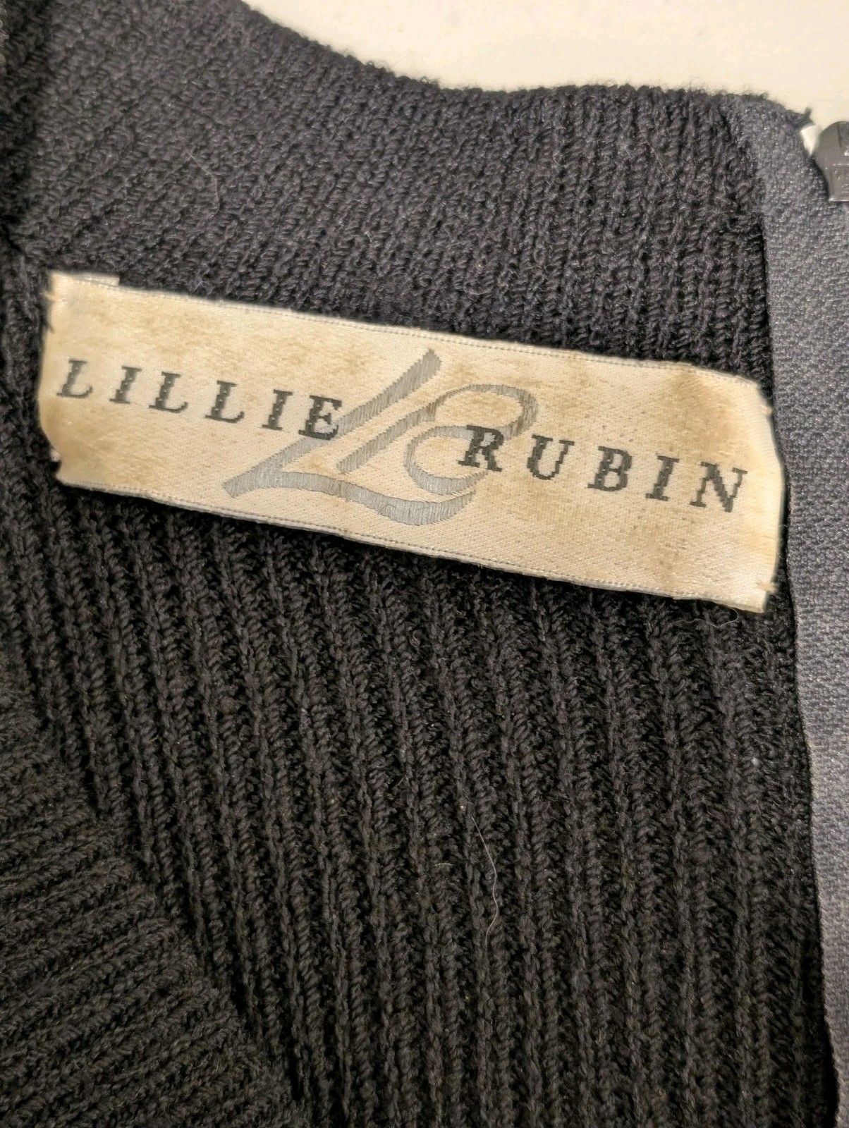 Lillie Rubin Don Sayres For Wellmore Wool Blend Black Sweater Dress Sz 8