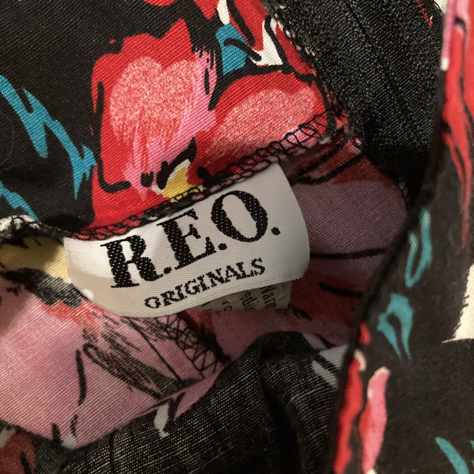 Vintage REO Originals Dress Size 12 / L Black Floral Ribbon Maxi 1970s USA Made